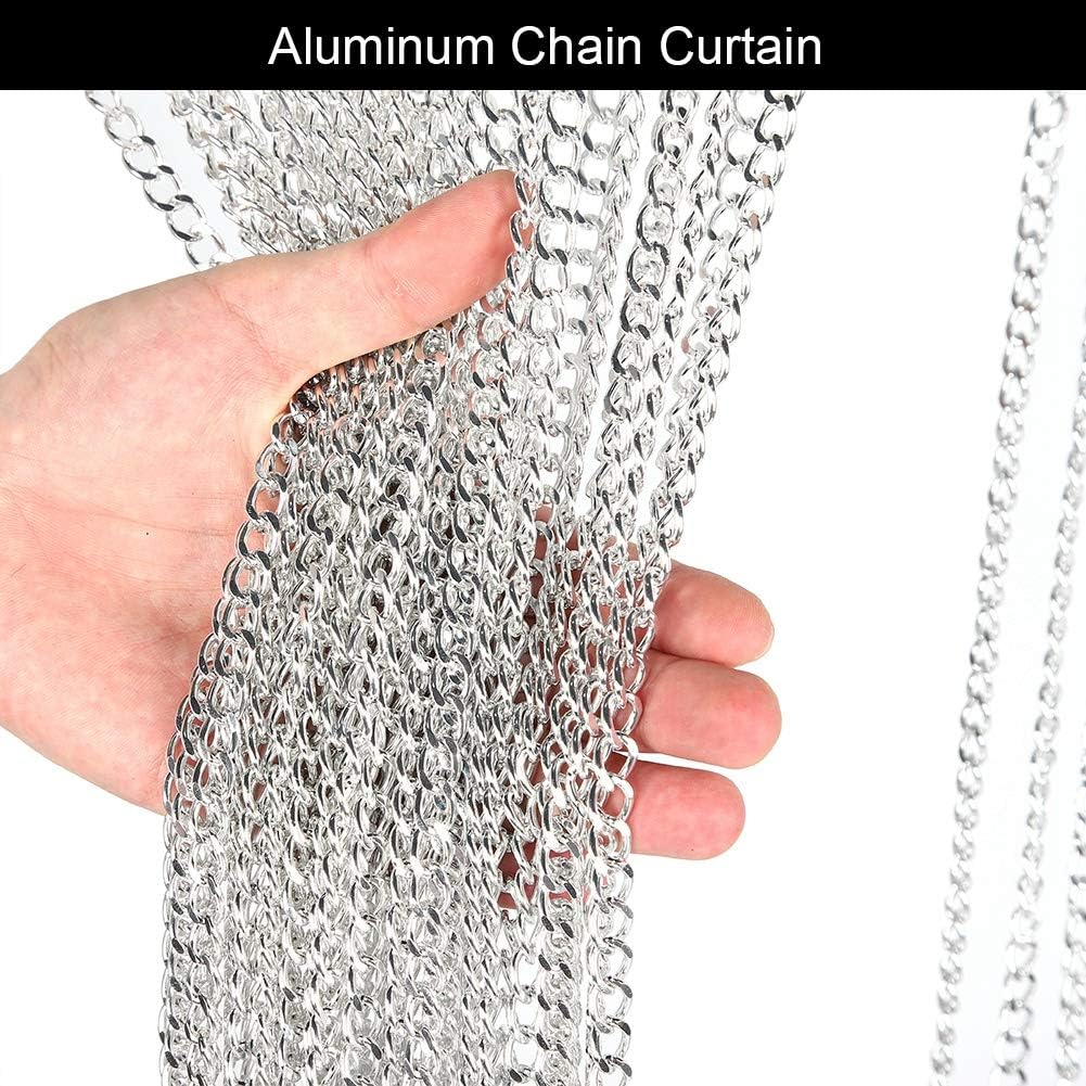 Doorway String Curtain with Silver Aluminum Chain