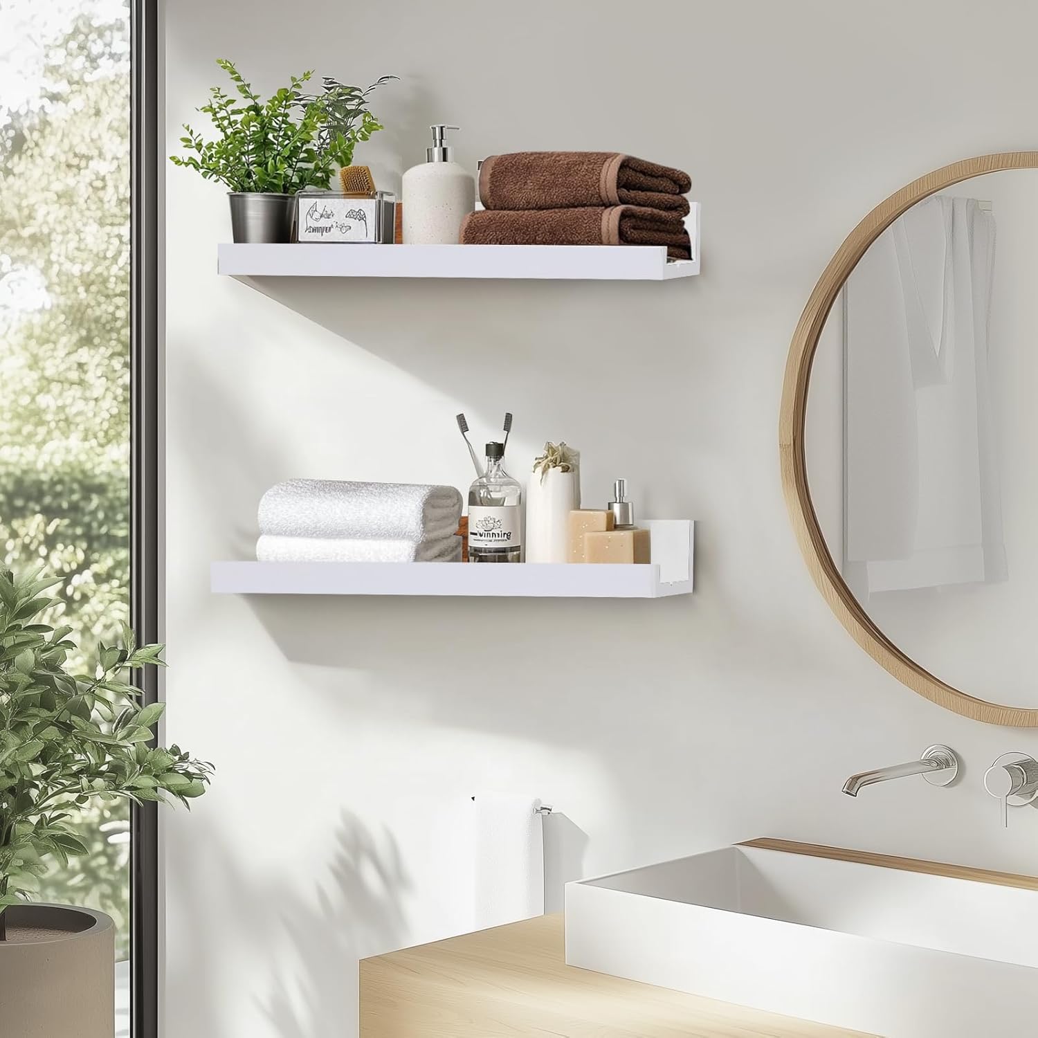 Muzilife 12 Inch Floating Wall Ledge Shelves Set of 2