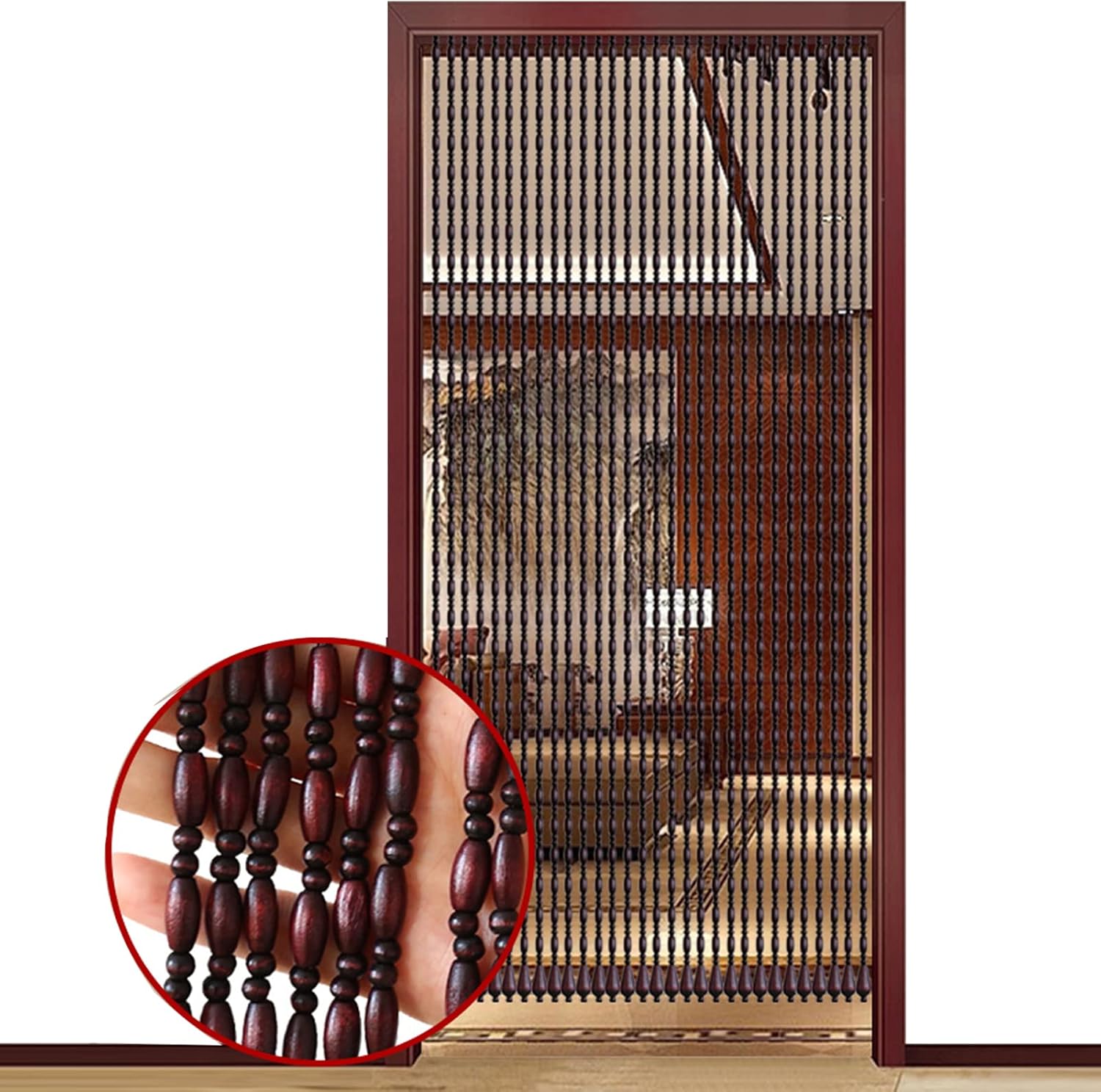 Bamboo Beaded Door Curtain for Entryway and Room Divider