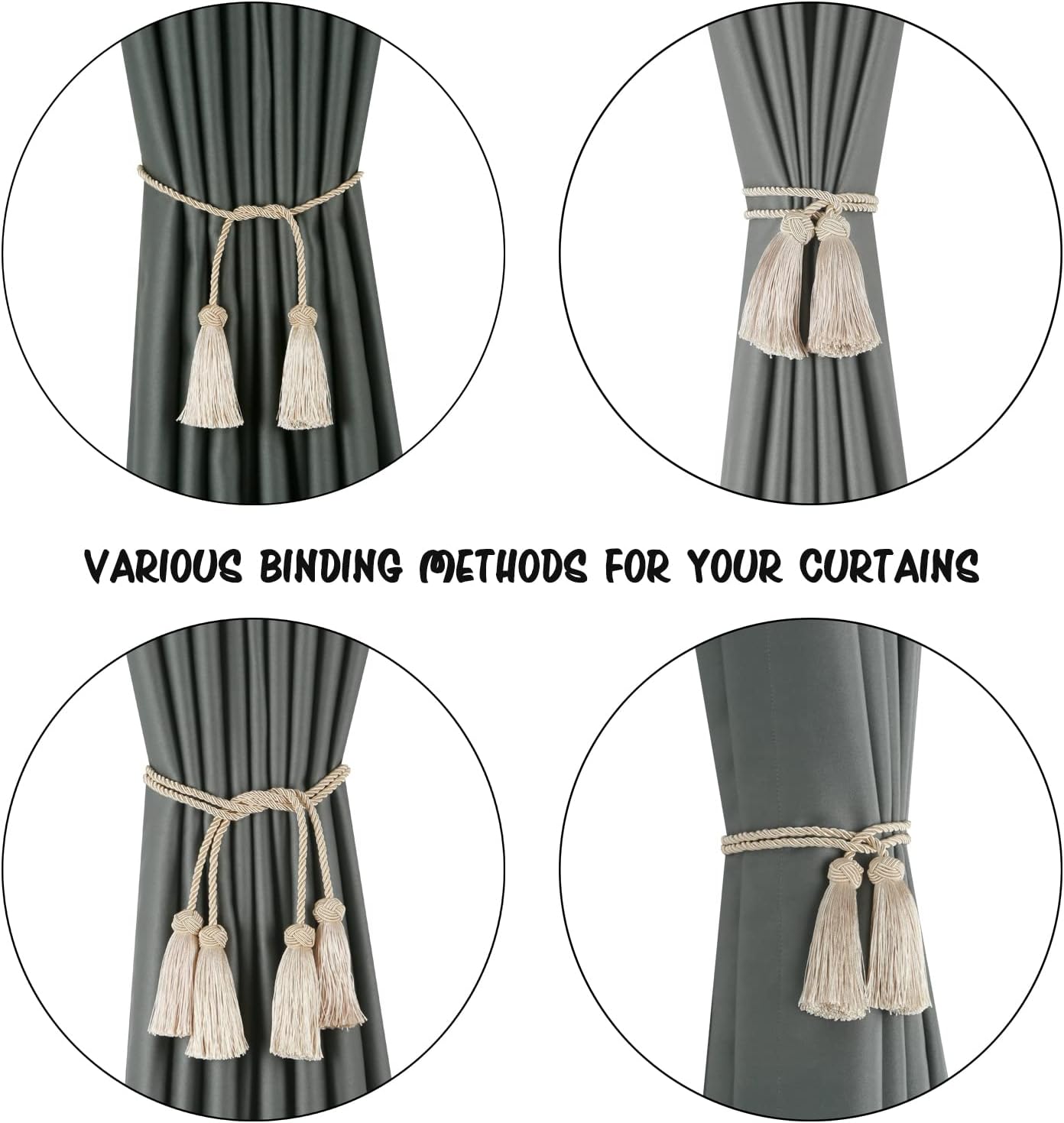 BEL AVENIR 6 Pack Curtain Tiebacks with Tassel