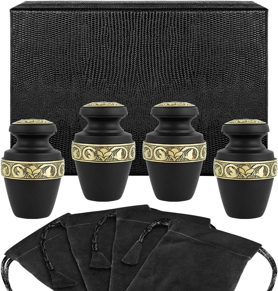 Trupoint Memorials Small Urns Set of 4 Grecian Black Gold