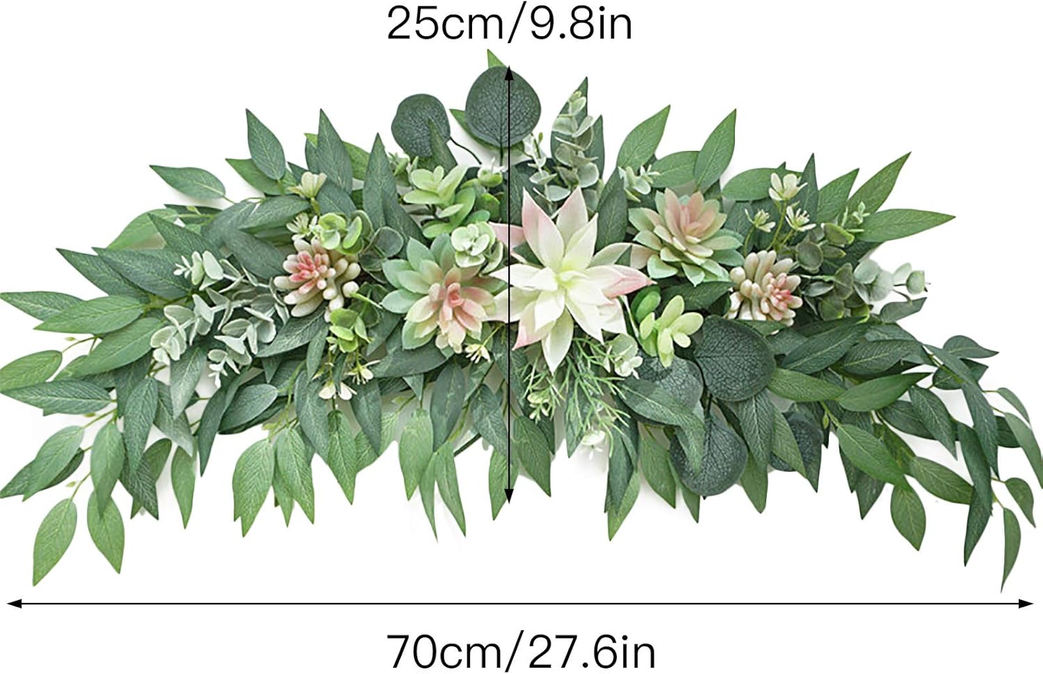 276 Inch Artificial Eucalyptus Swag with Succulents Spring Floral Wreath Green
