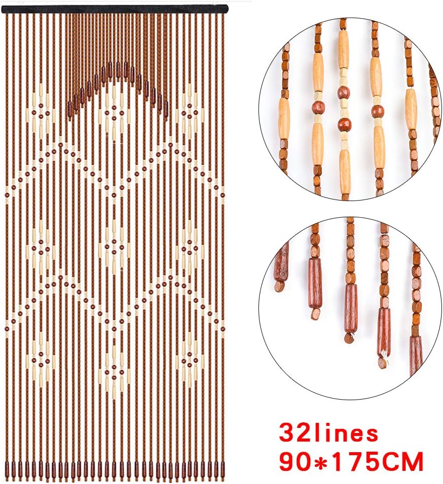 Wooden Beaded Curtain 90x175cm Door Divider