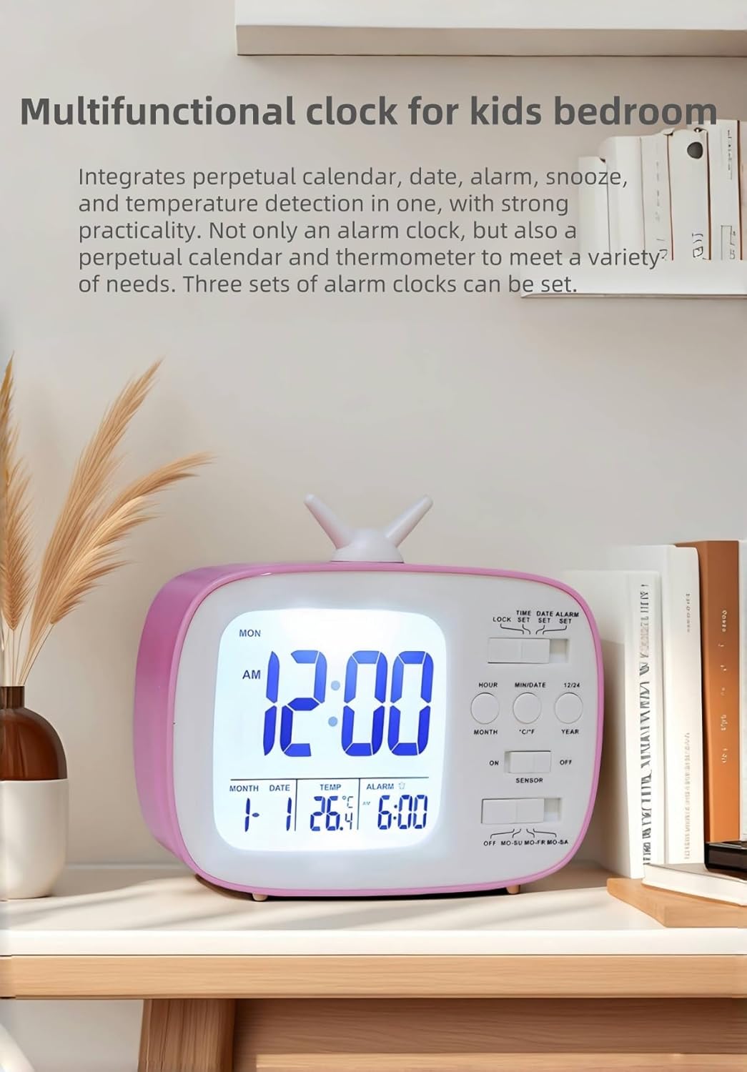 YHFITN Smart Digital Alarm Clock for Kids Bedroom Green