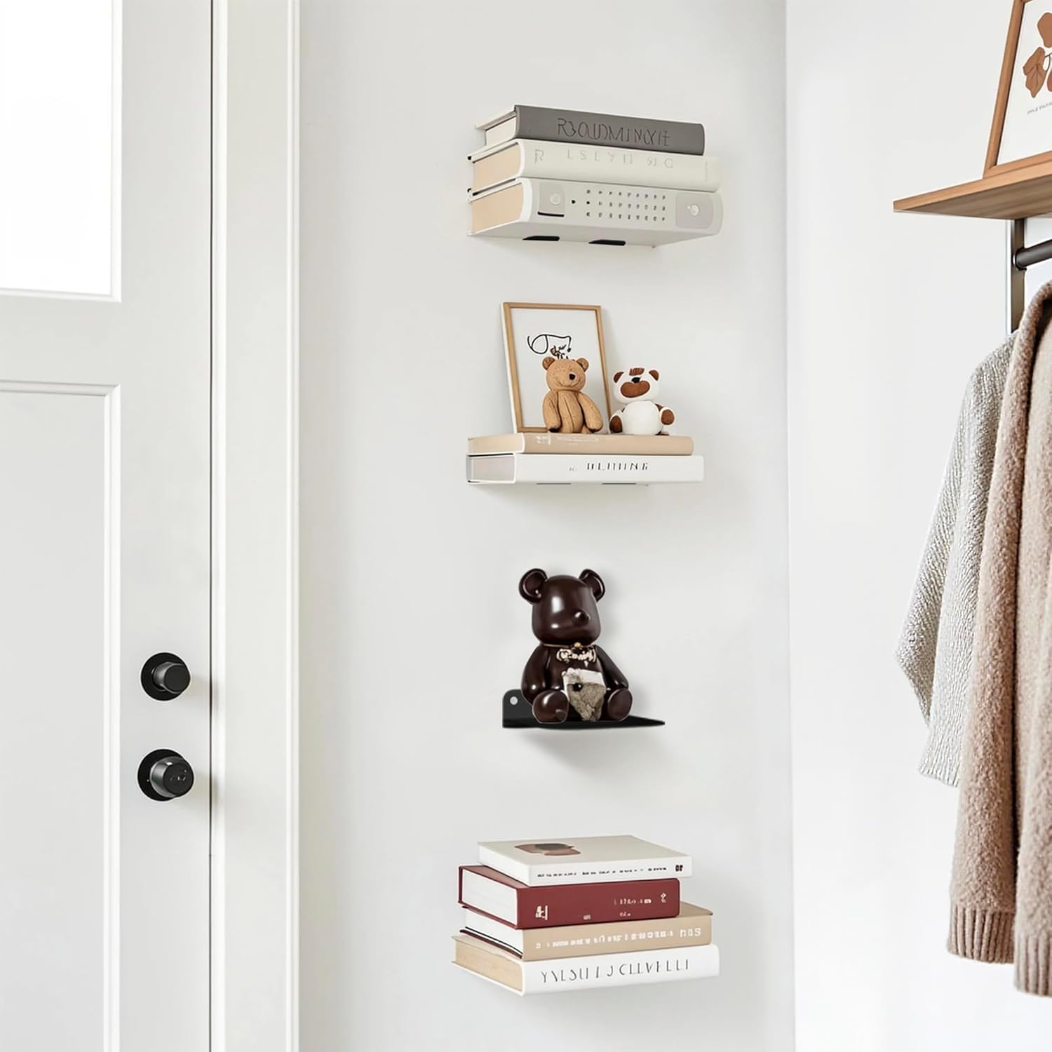 Storage Maniac Floating Book Shelves 4 Pack Black