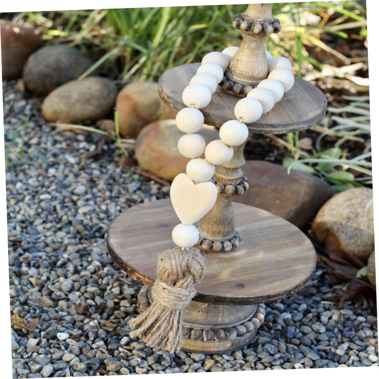 Garneck Wooden Bead Garland Rustic Tassels