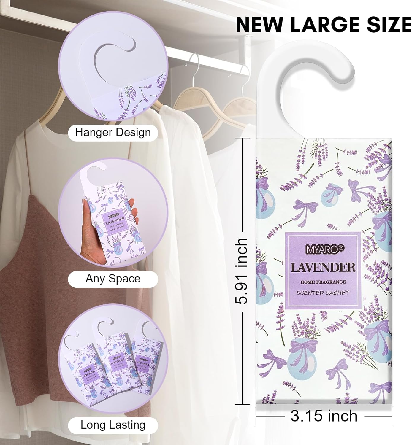 MYARO 12 Pack Lavender Scented Sachets for Drawer and Closet
