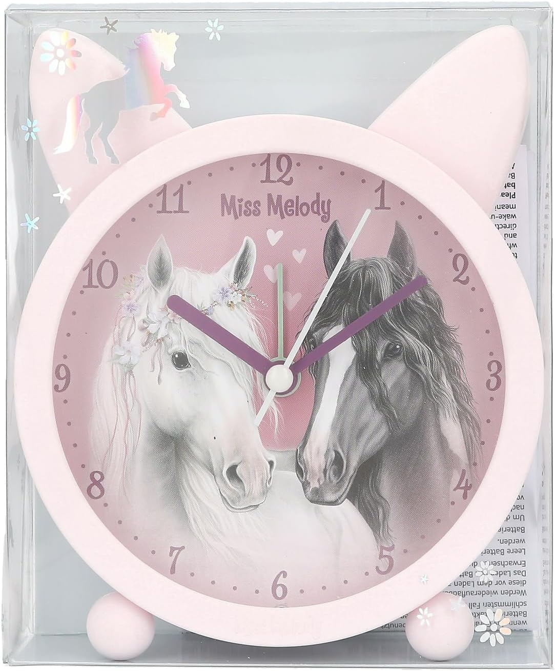 13260 Miss Melody Pink Alarm Clock with Horse Ears and Hearts