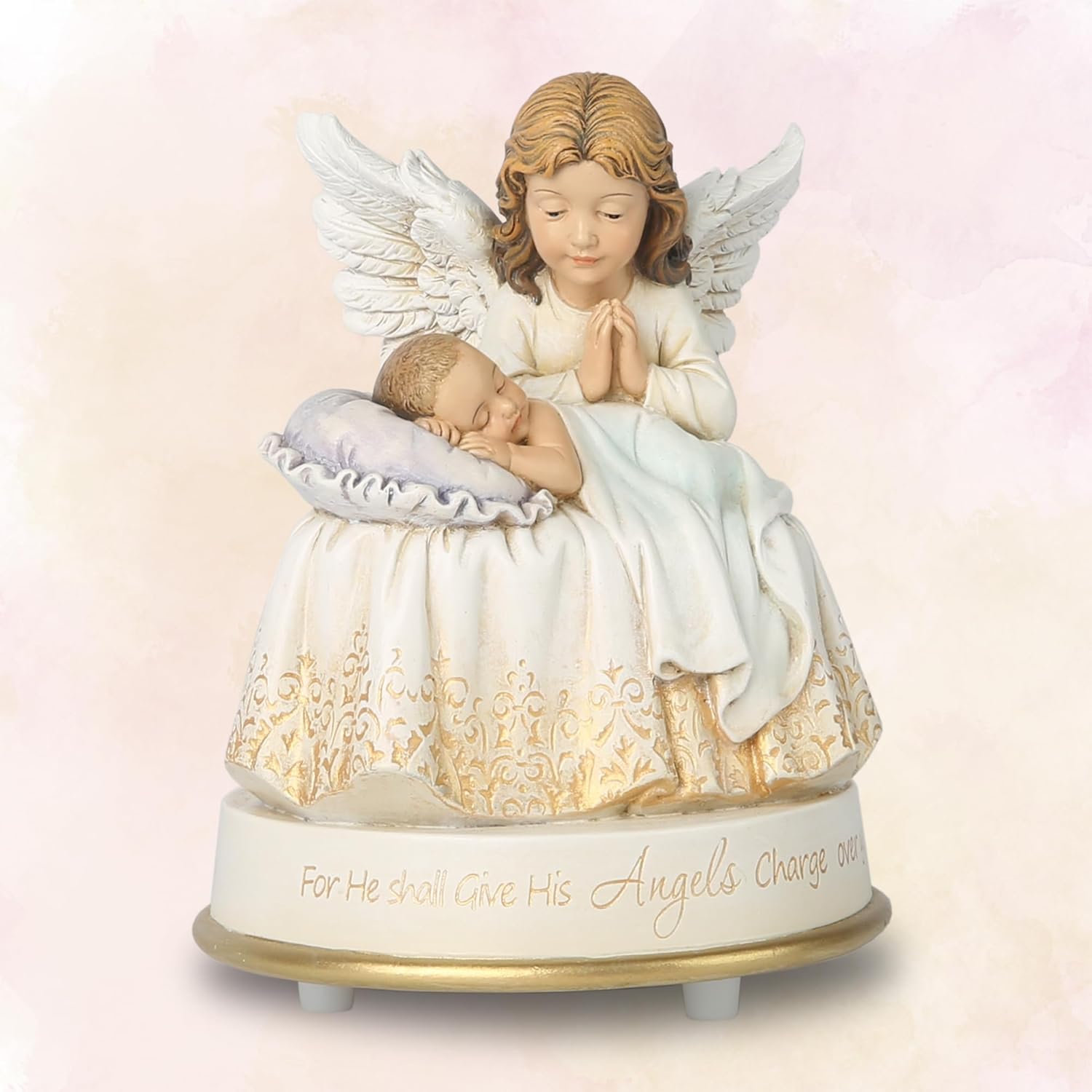 Guardian Angel Music Box Figurine - 53 Inch Musical Angel Decoration