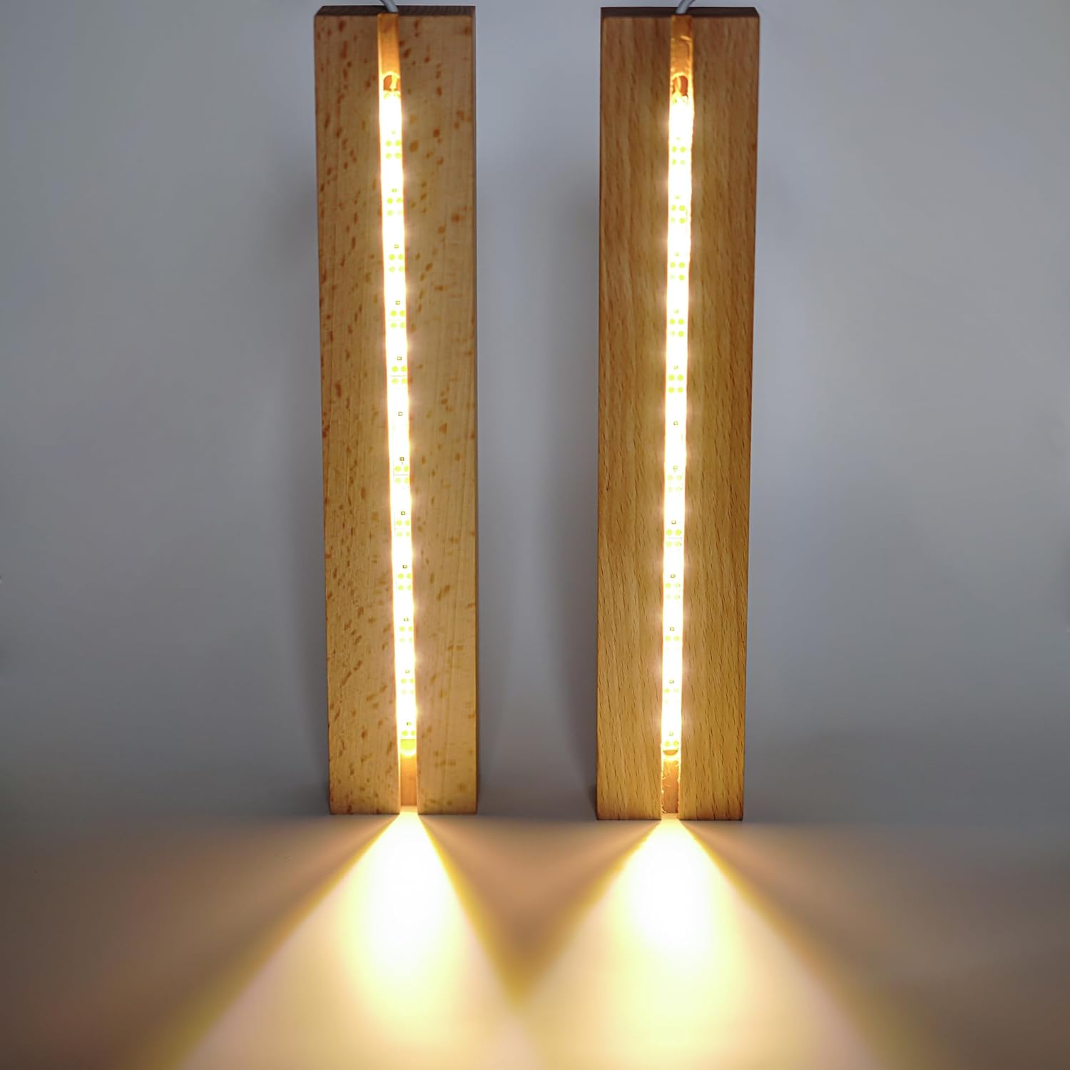 ZEERSHEE 2 Pcs Wooden LED Light Pedestal with USB Switch