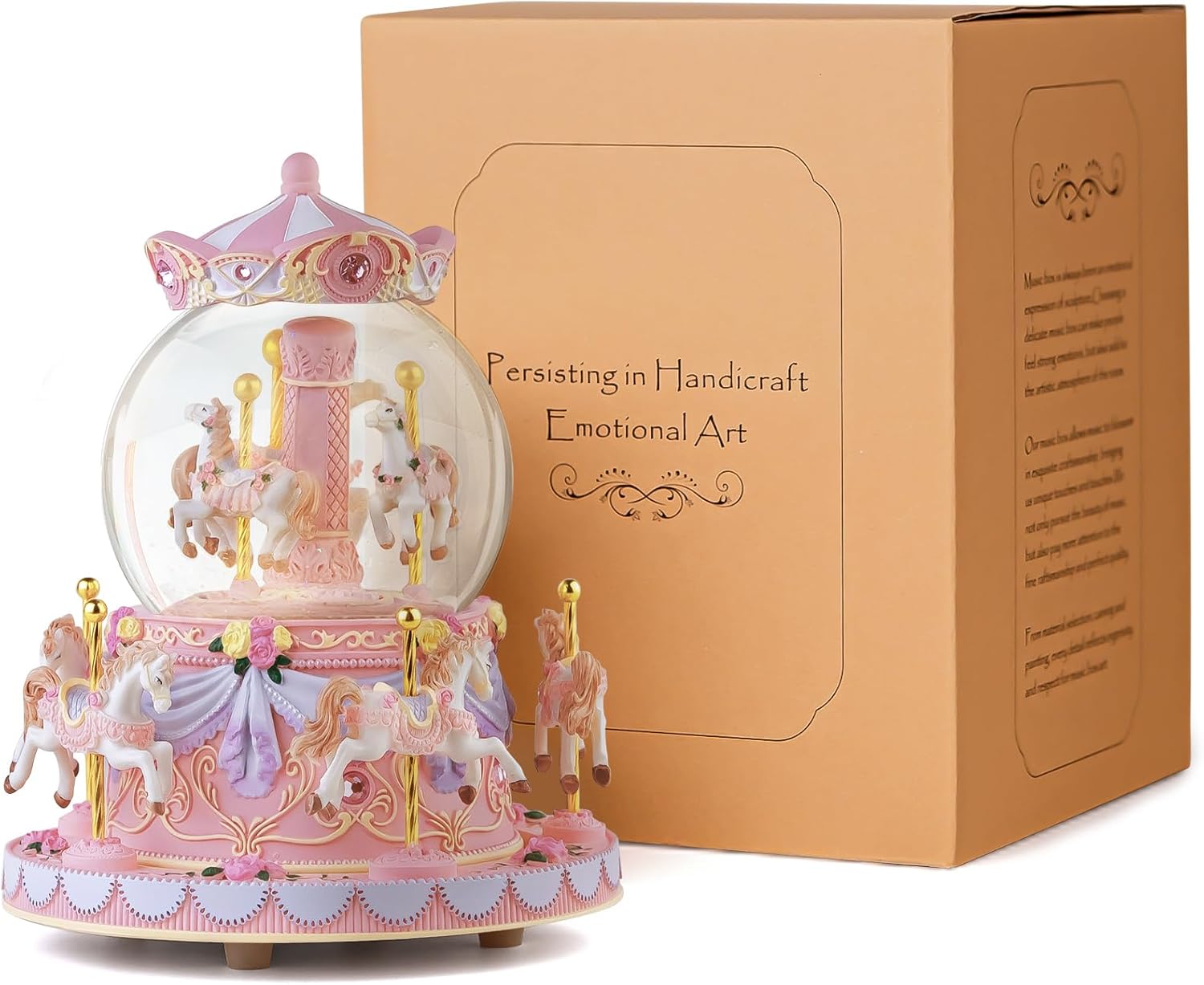 Carousel Snow Globe Music Box Birthday Gift for Girls