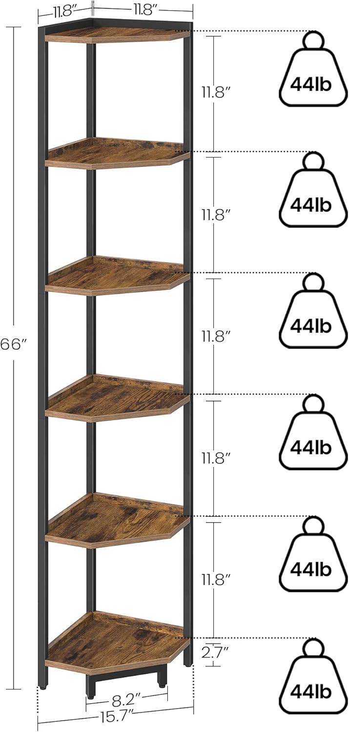 6-Tier Corner Shelf Stand with Metal Frame