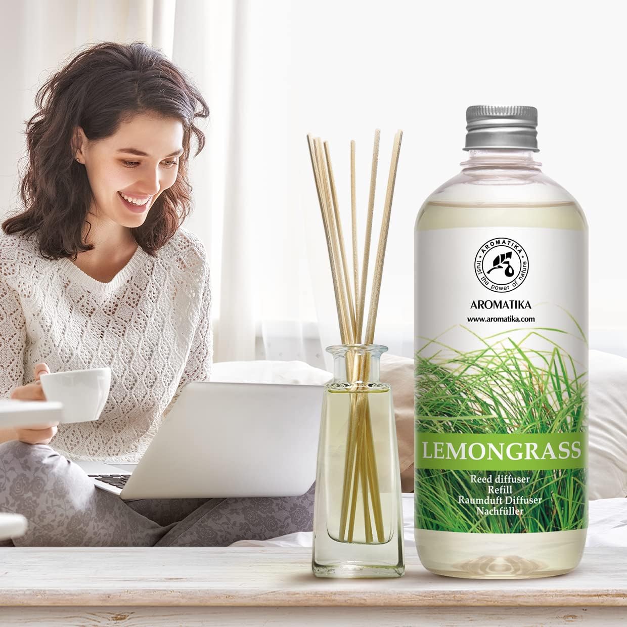 Lemongrass Reed Diffuser Refill 17 Fl Oz Natural Essential Oil