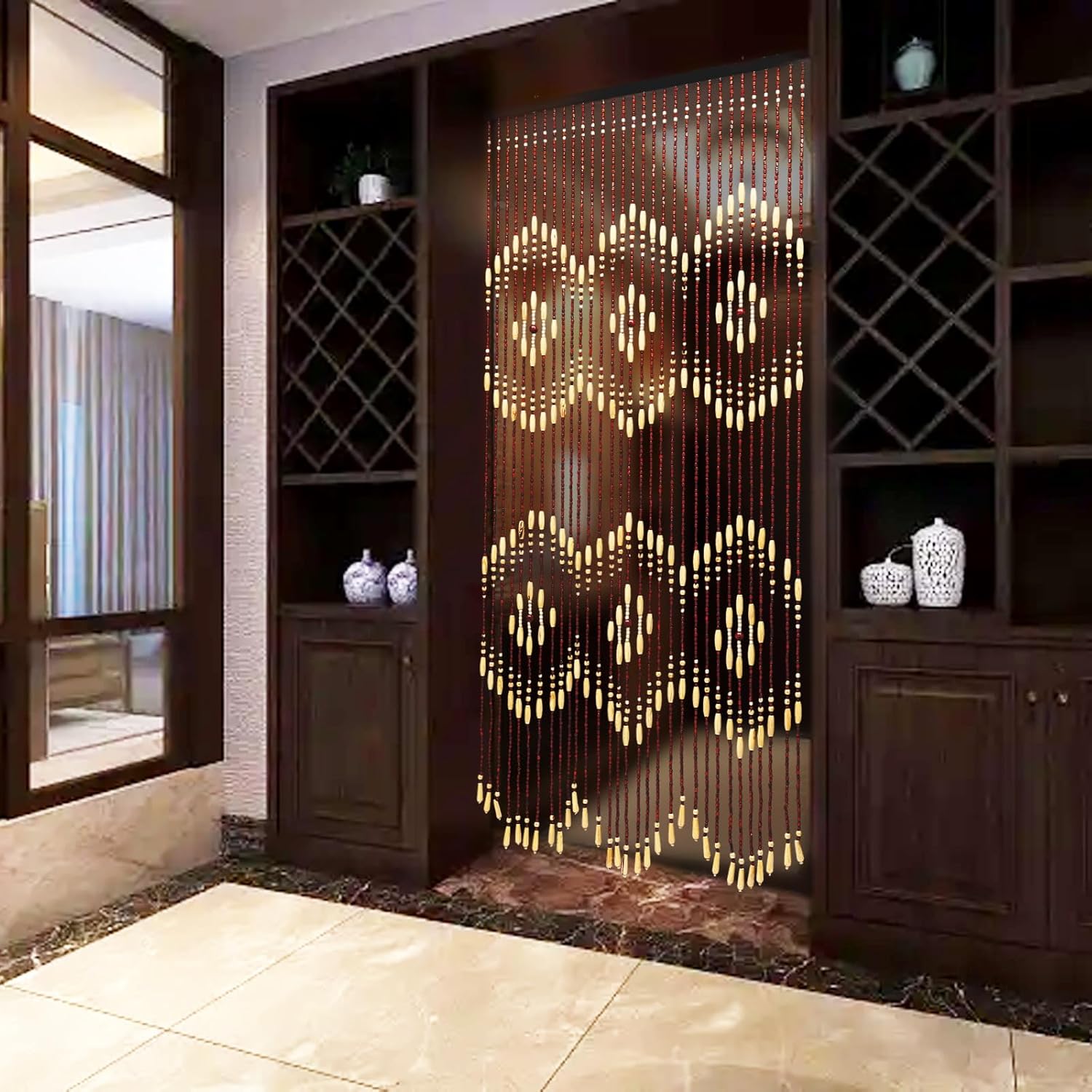 31 Strings Wooden Beaded Curtain for Privacy