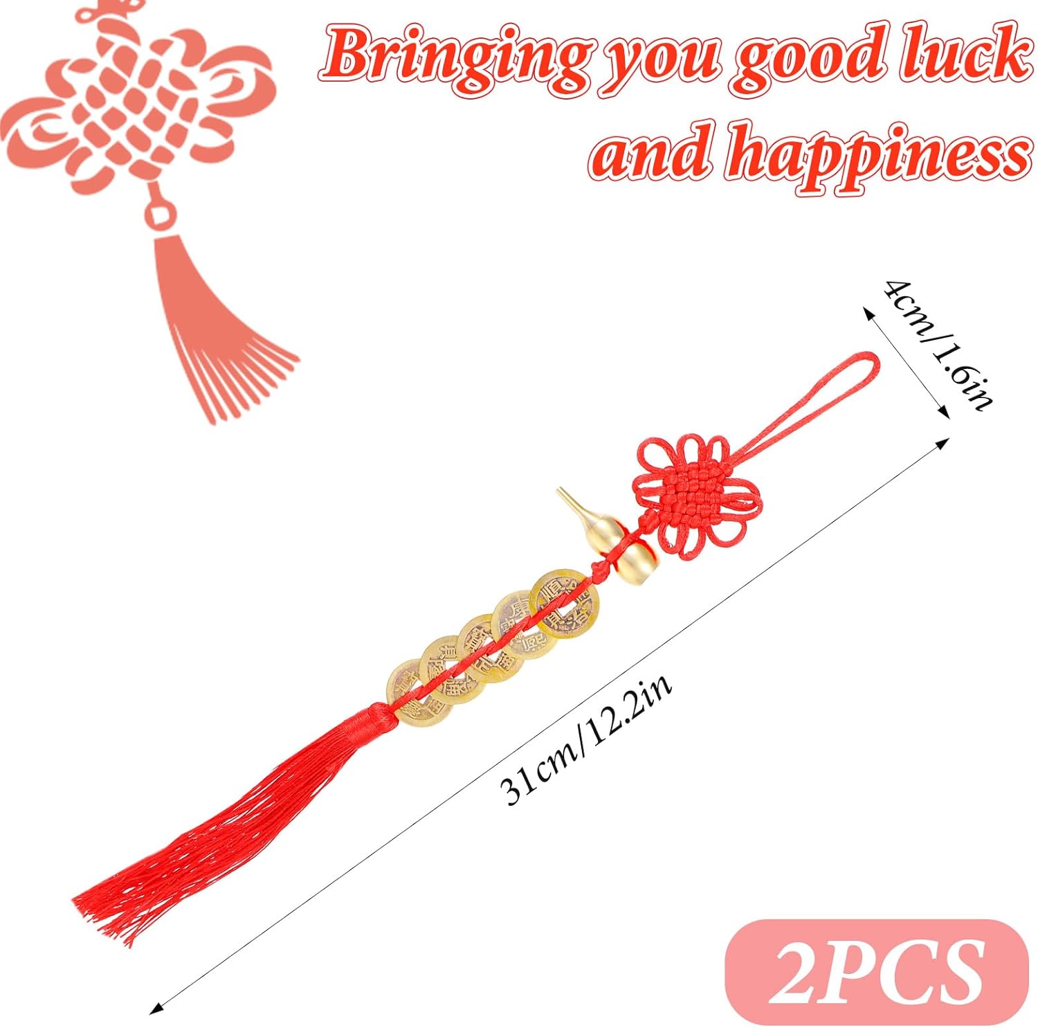 Quilax 2PCS Feng Shui Good Luck Charms Set