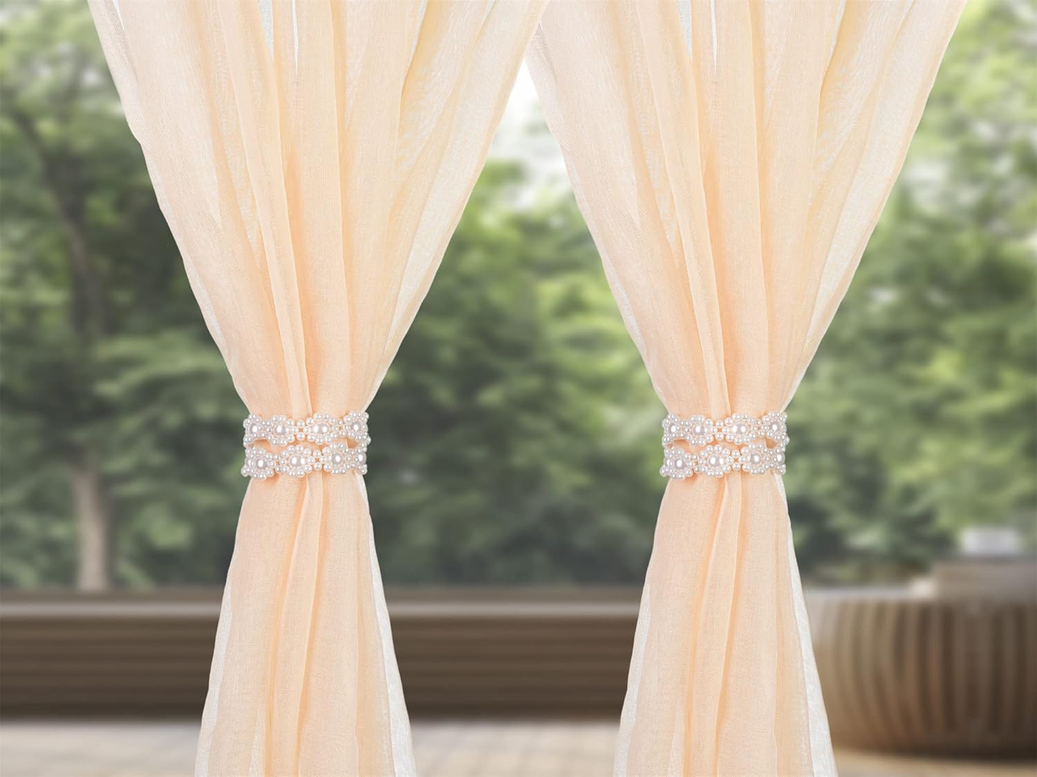 SUQ I OME Pearl Beaded Magnetic Curtain Holdbacks