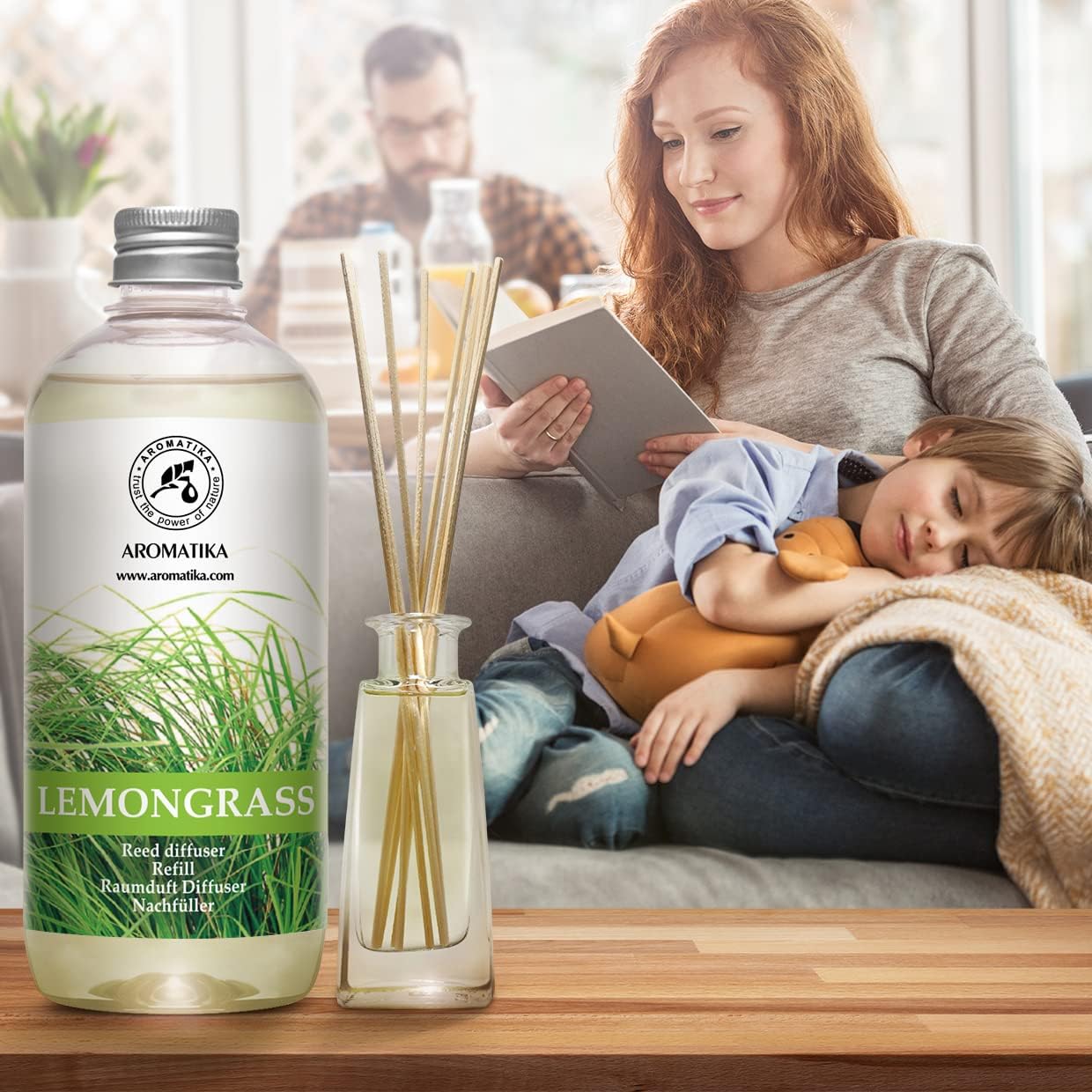 Lemongrass Reed Diffuser Refill 17 Fl Oz Natural Essential Oil