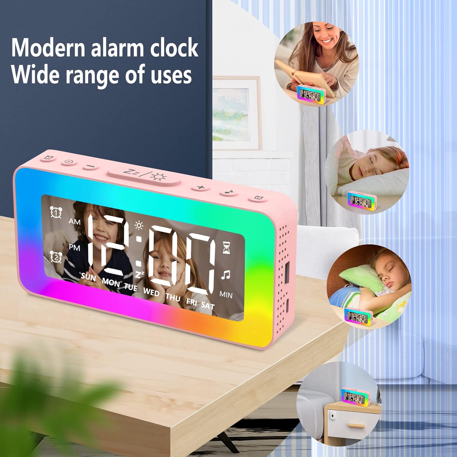 SPLITSKY Kids Alarm Clock with RGB Night Light and White Noise