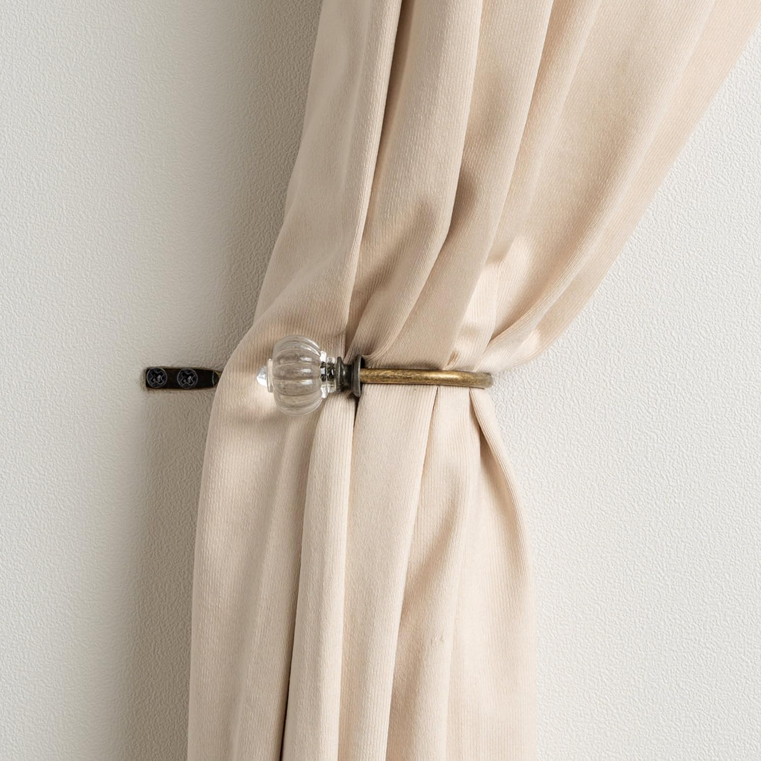Crystal Curtain Holdbacks - 2 Pack Antique Brass Metal Hooks