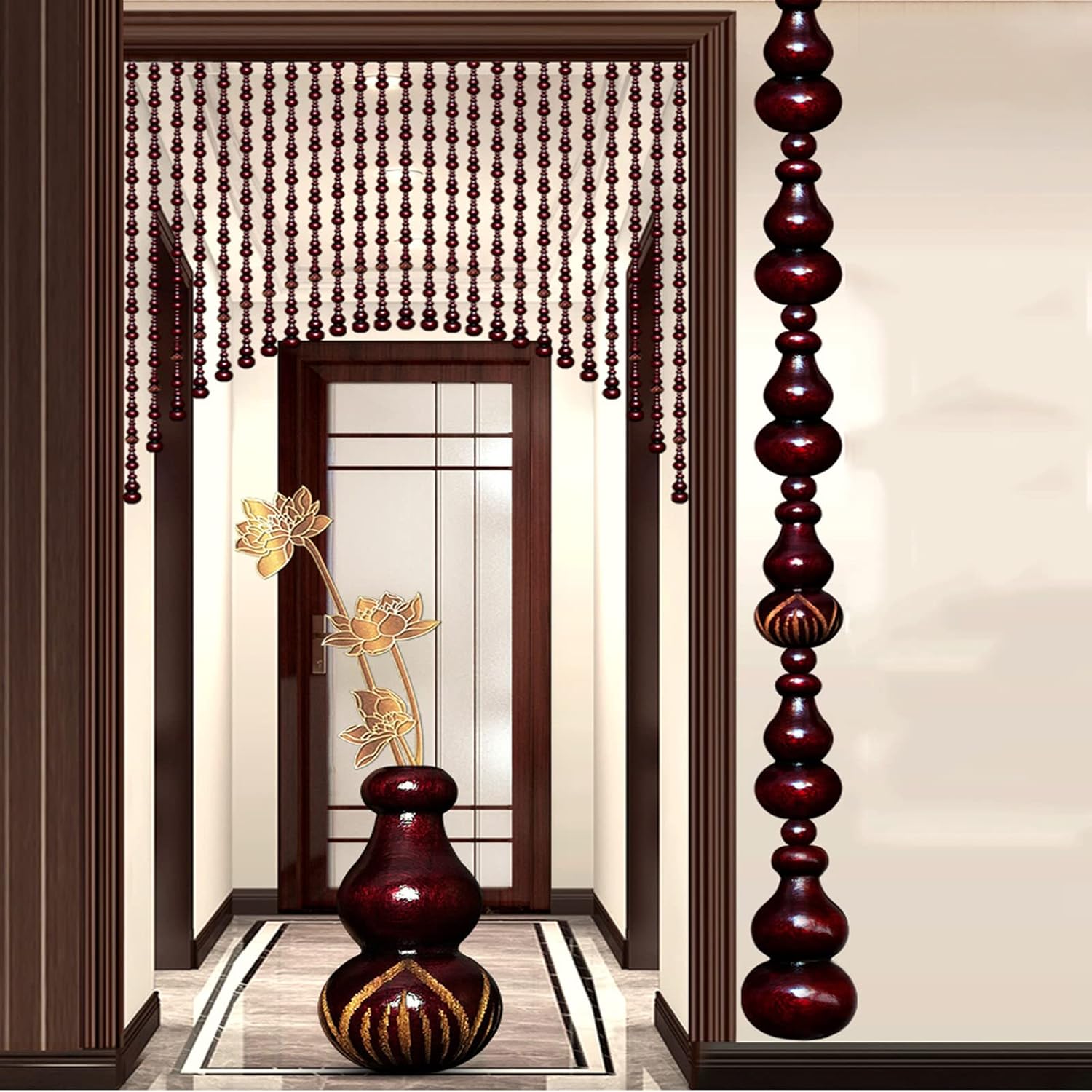 KDDEON 25 String Wooden Bead Curtain for Doorway