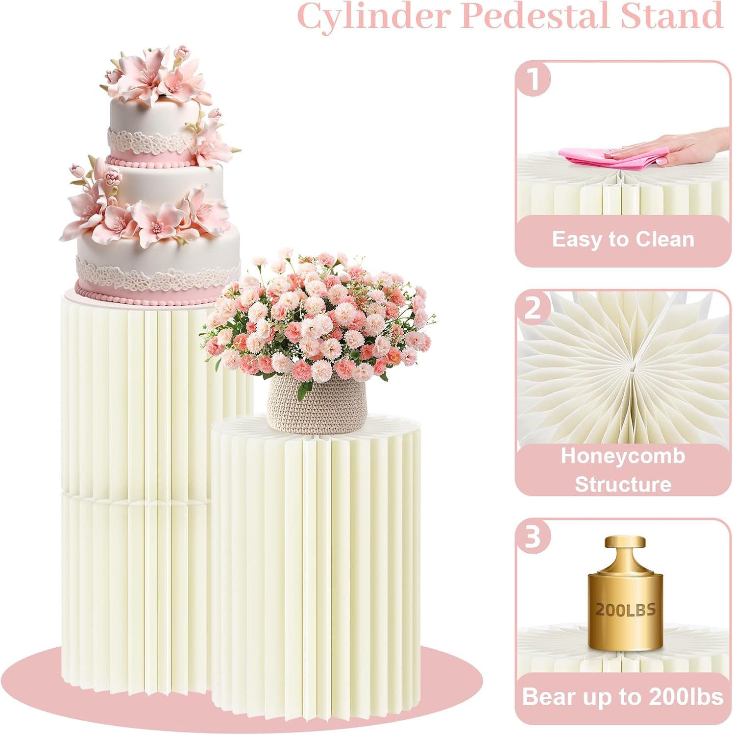 Cylinder Stands for Party 3 Pcs Foldable Display Set
