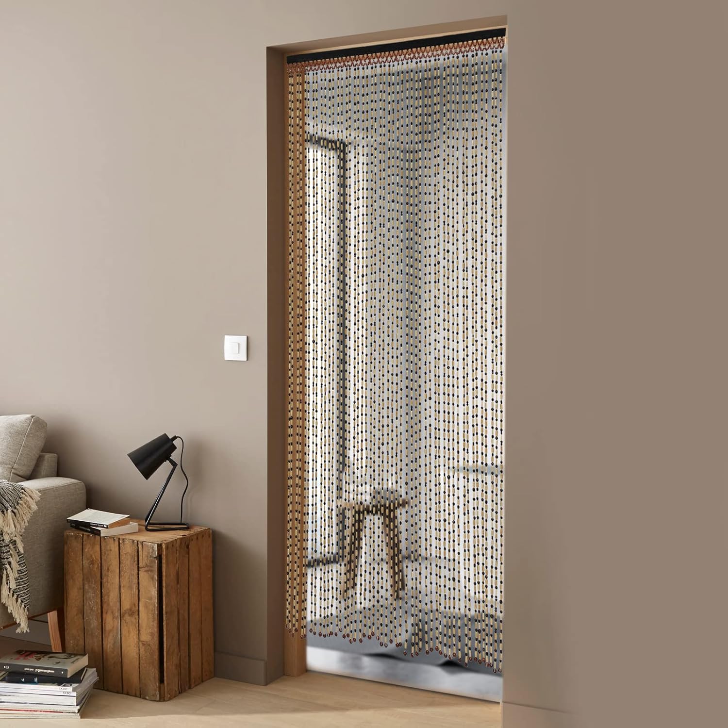 Wood Beaded Curtain for Home Decor and Privacy
