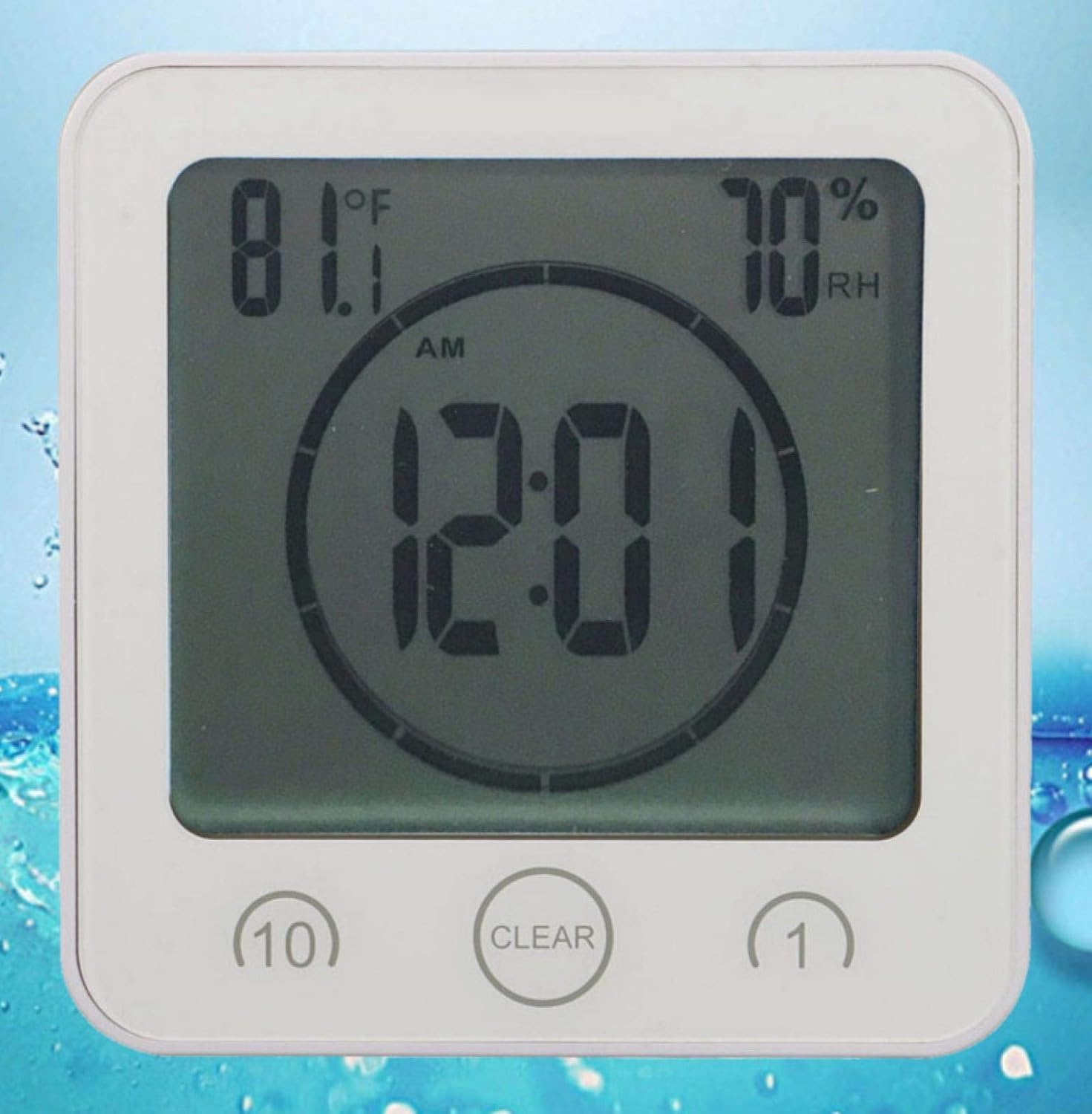 BTZHY Waterproof Digital Wall Clock with Alarm and Temperature Humidity Display