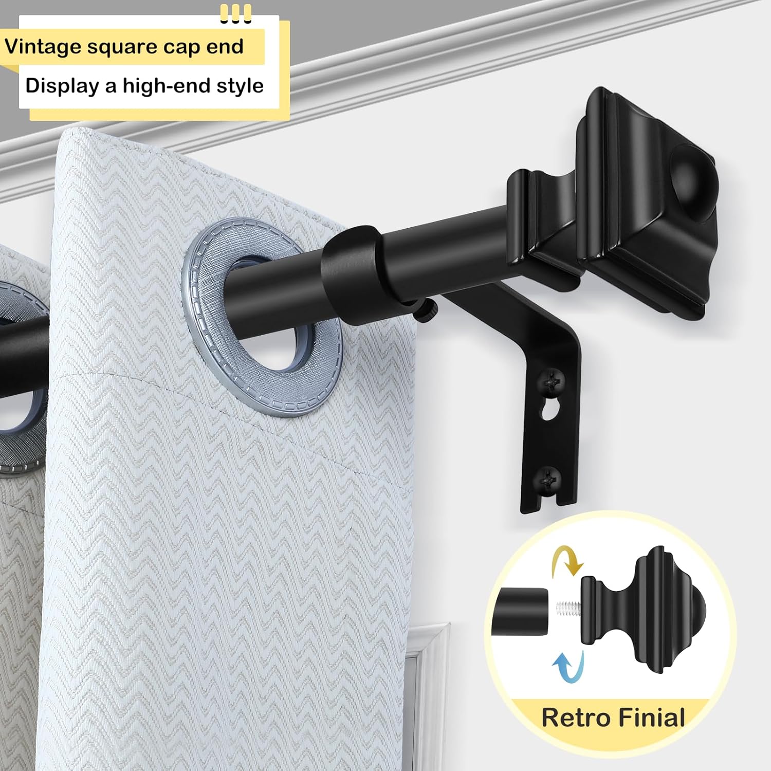 JRZOO Black Curtain Rods 18-45 34 Inch Diameter