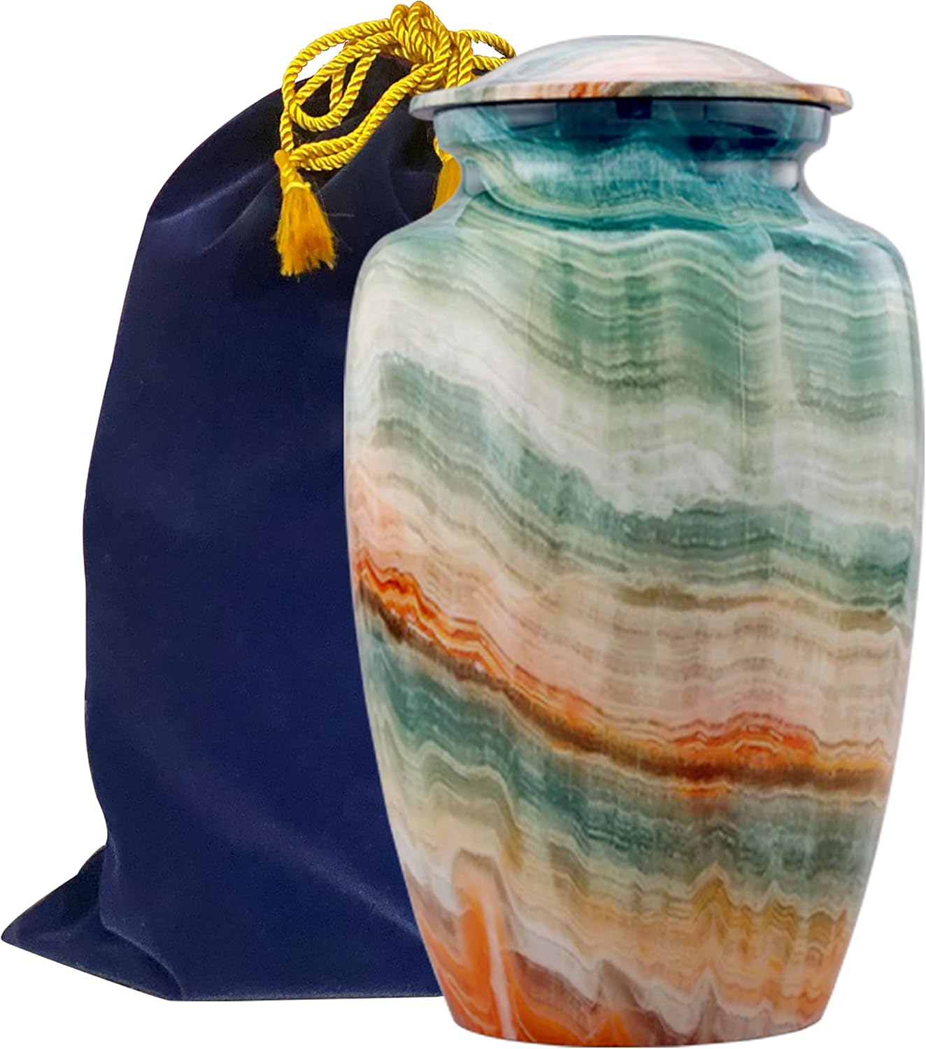 Elegant Blue Marsh Marble Cremation Urn for Human Ashes