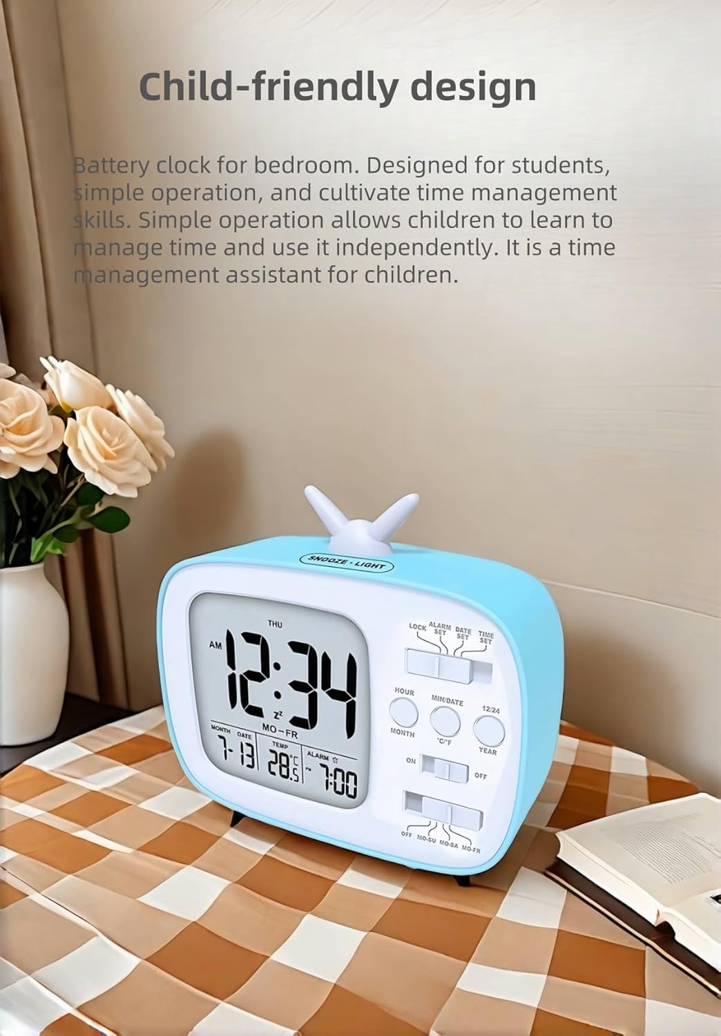 YHFITN Smart Digital Alarm Clock for Kids Bedroom Green