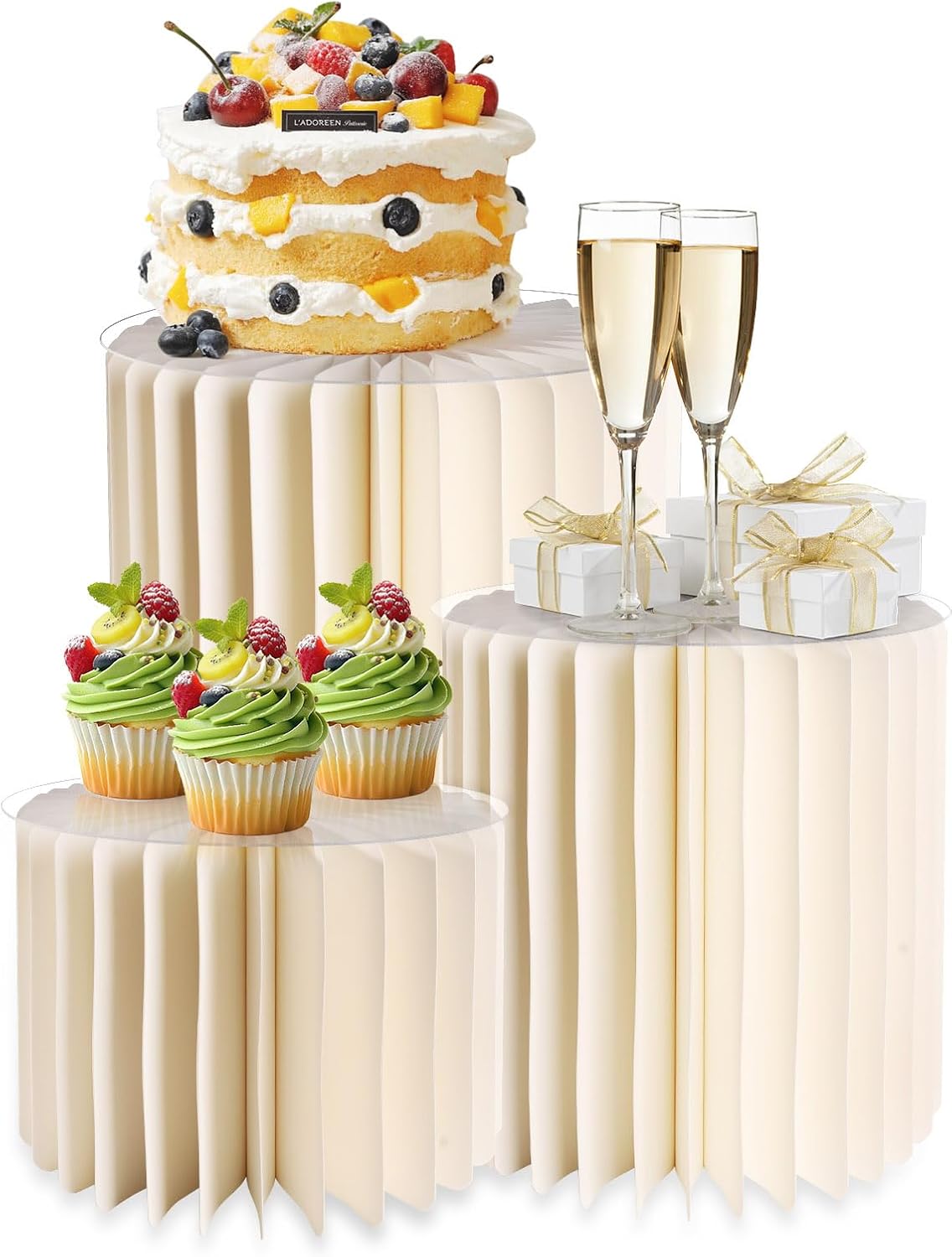 3PCS Height Adjustable Cylinder Pedestal Stand for Party