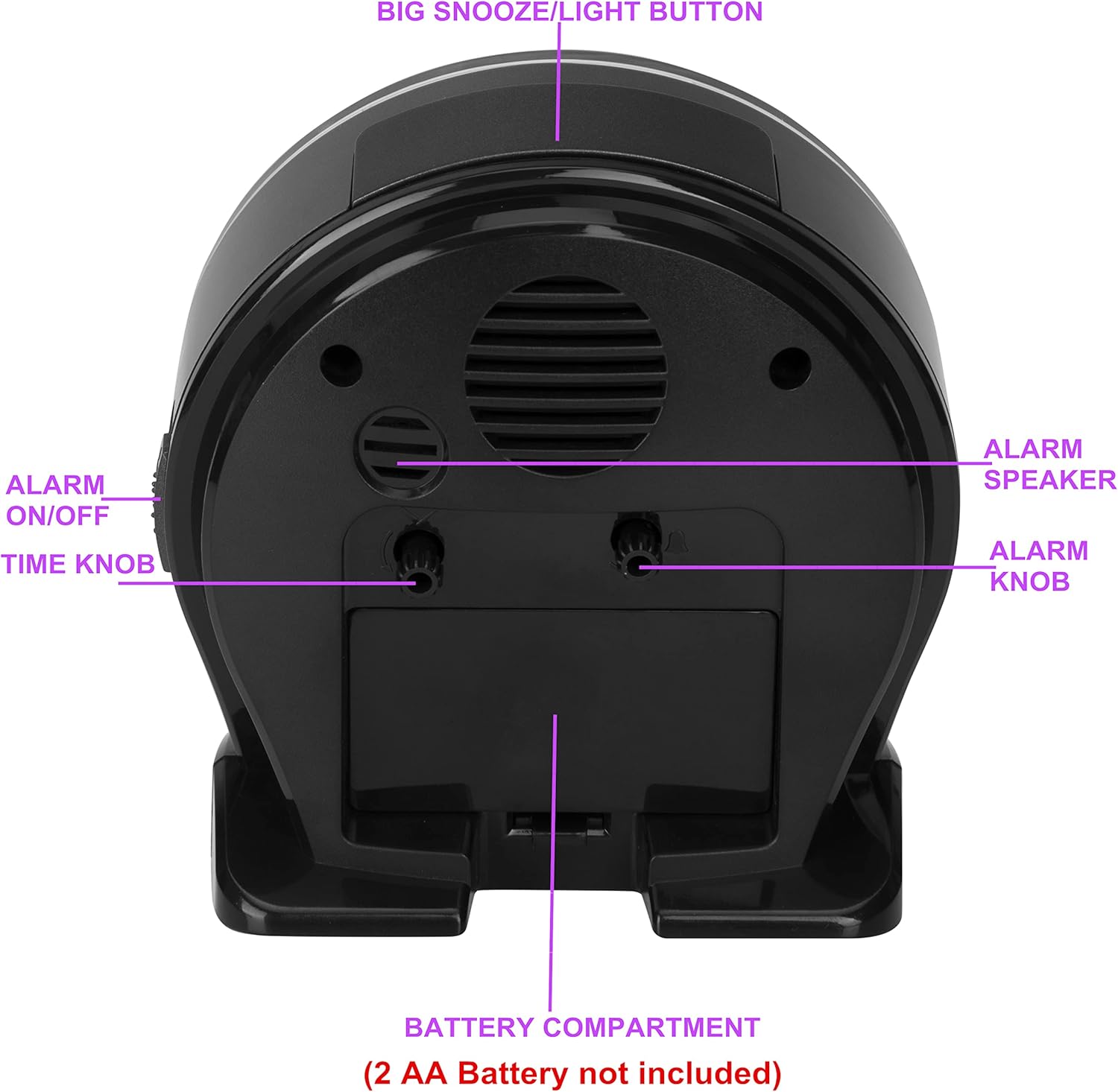 Silent No Ticking Analog Alarm Clock for Seniors