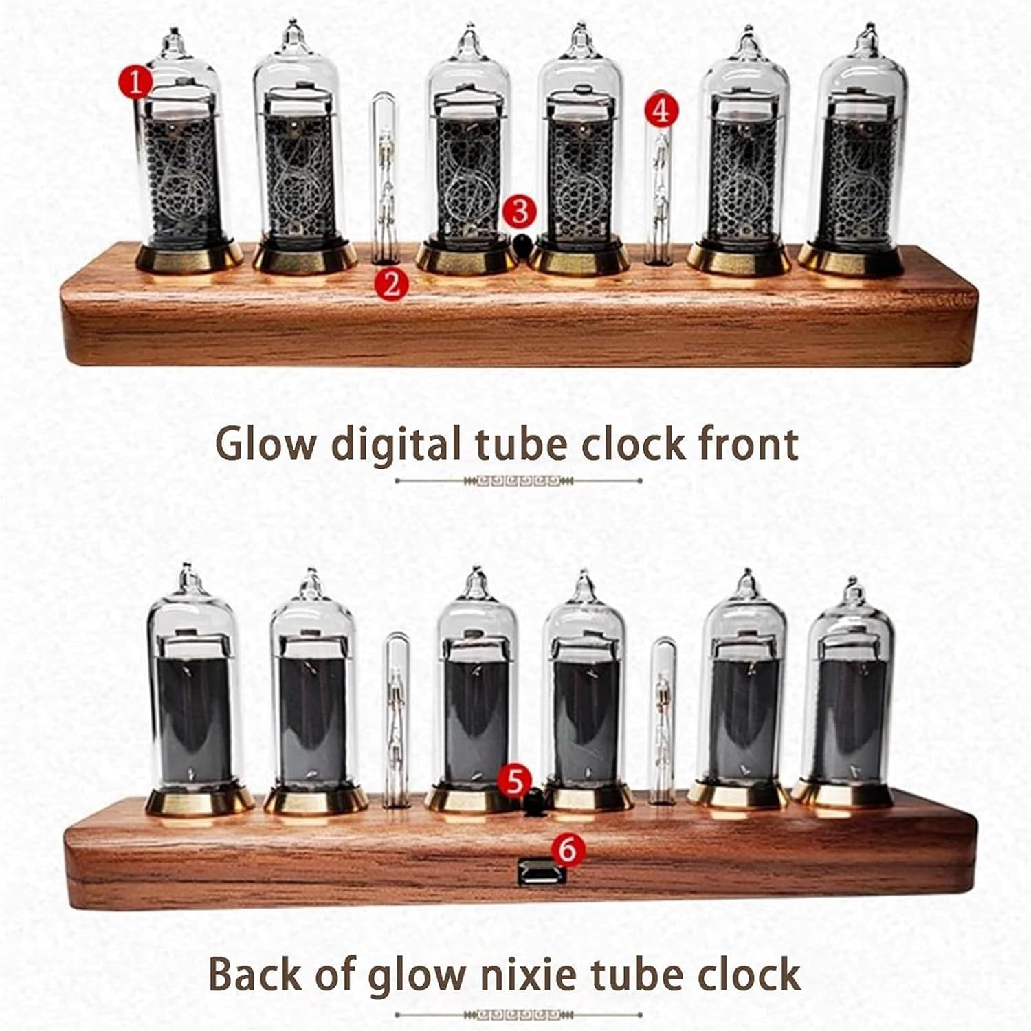 Glow Digital Tube Clock with Adjustable Brightness and Touch Control