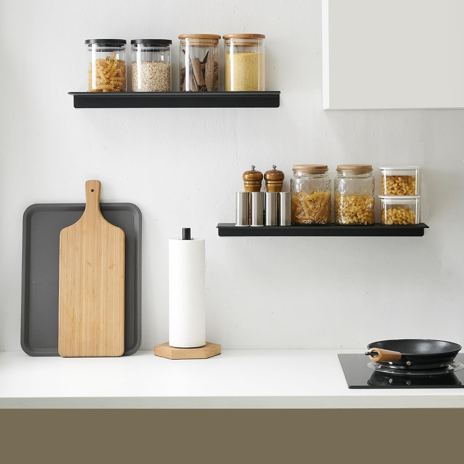 JOOM Small Metal Wall Floating Shelf - Black 8 Inch