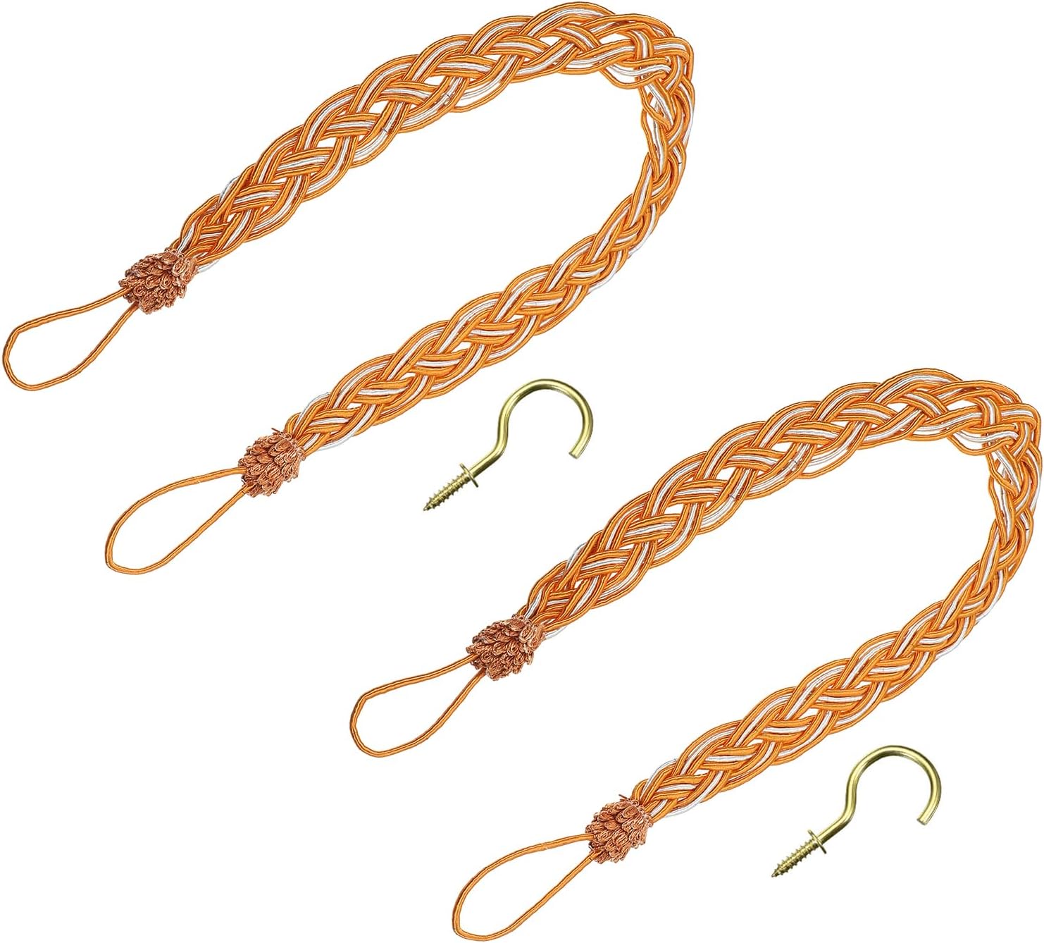 Uxcell 2Pcs Curtain Tiebacks 58cm Braided Drapery Holdback Holder