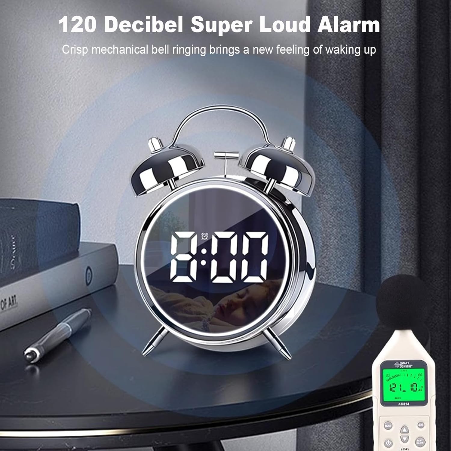 JUSTUP Digital Alarm Clock with Double Bell and Night Light