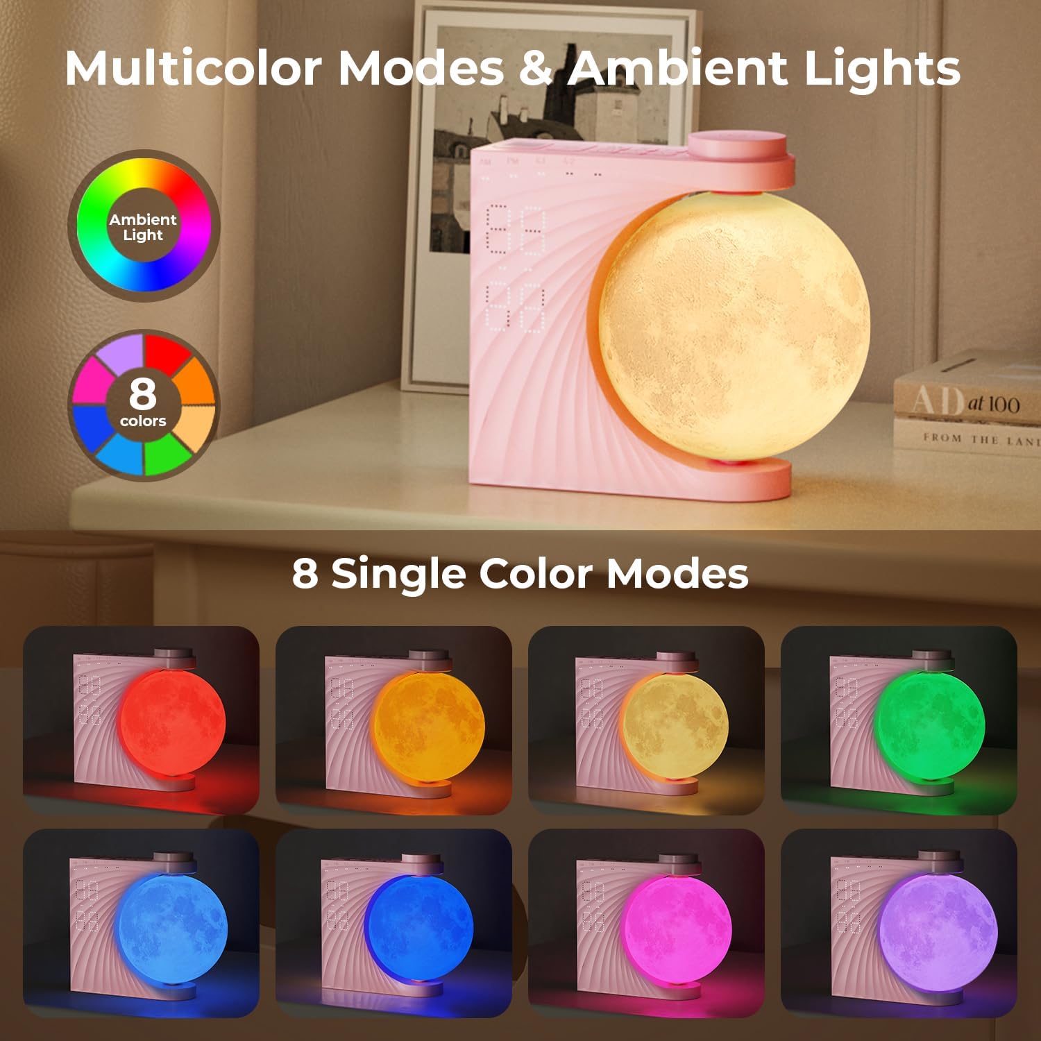 Sunrise Alarm Clock with Moon Lamp and 10 Fairy Sounds