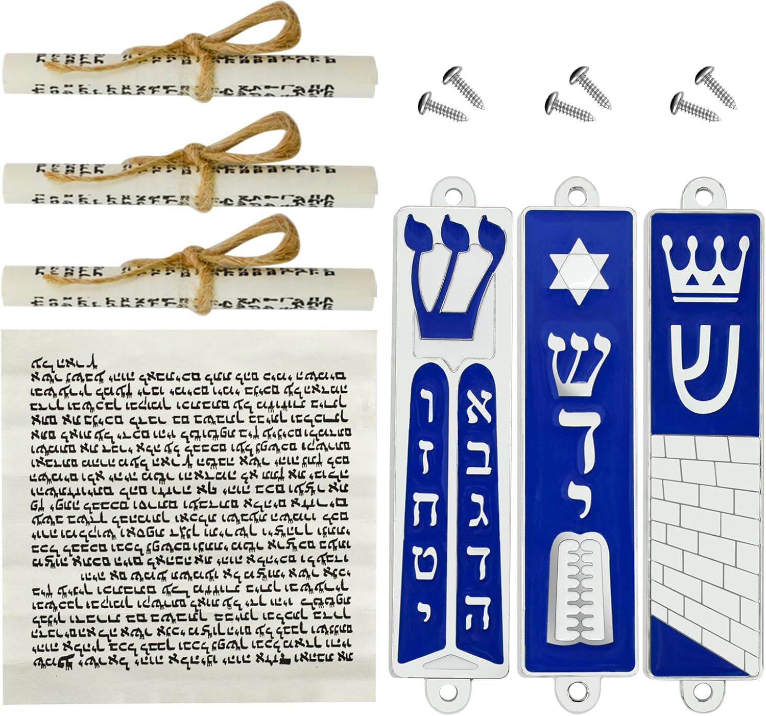 MrMrKura 3-Piece Mezuzah Set with Scroll