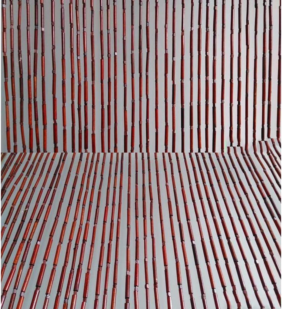 Natural Bamboo Bead Curtain for Doorways Red Panel 90x100cm 60 Strands