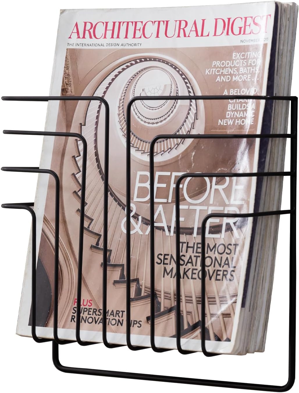 Modern Design Black Metal Wire Magazine Holder and File Folder Rack