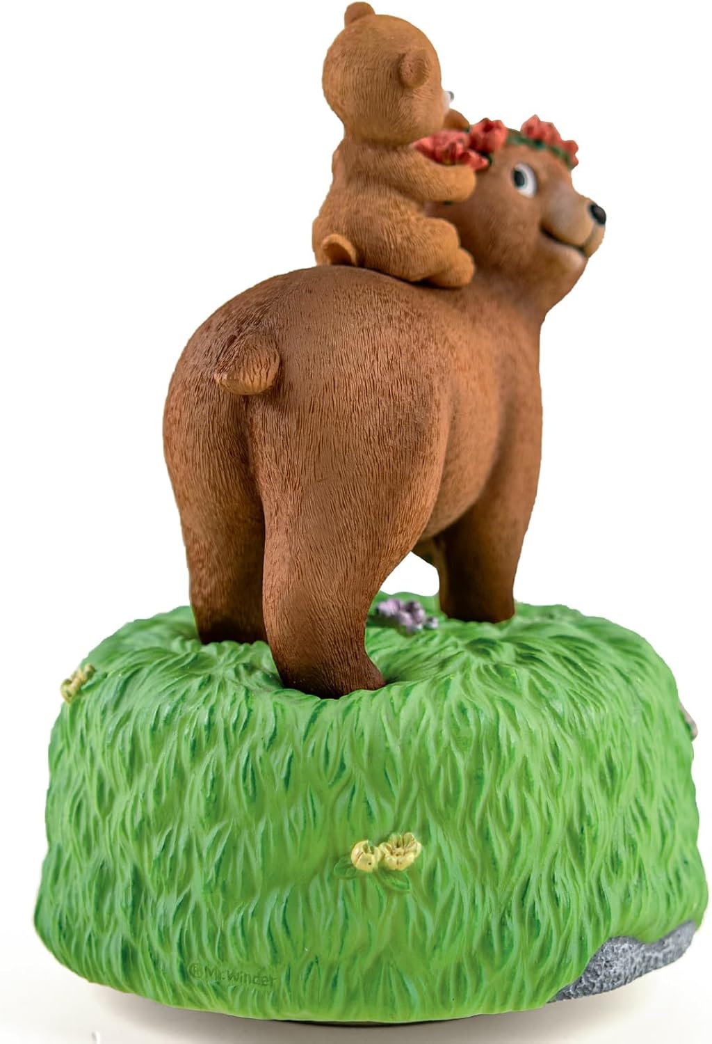 Bowu Music Box Forest Bear Green - Handcrafted Mom and Daughter Bear Figurine