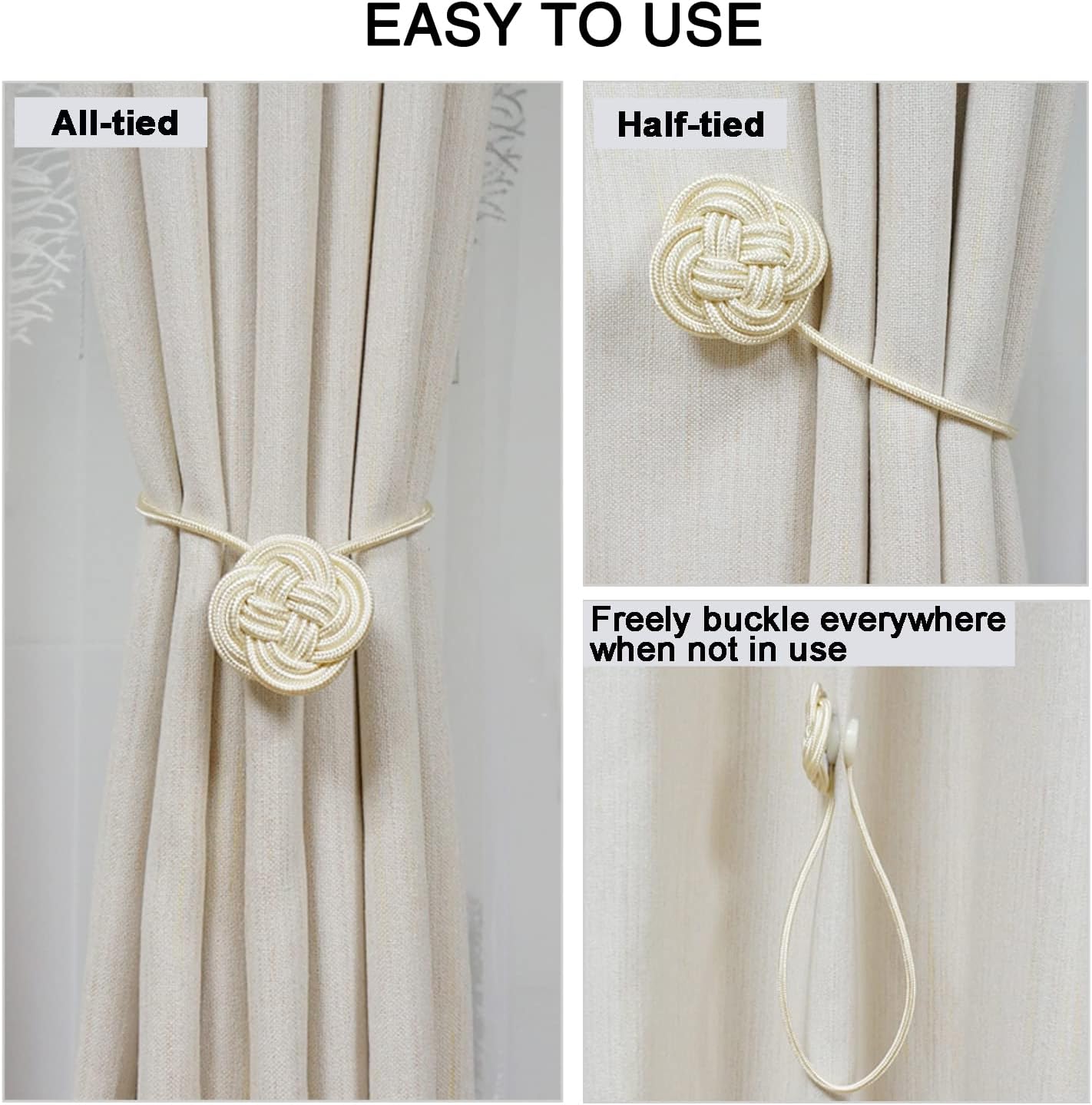 HIASTRA Strong Magnetic Curtain Tiebacks 4 Pack