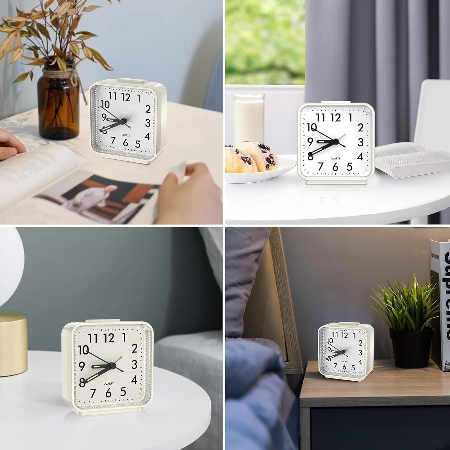 Oqimax Silent Alarm Clock with Night Light and Large Display