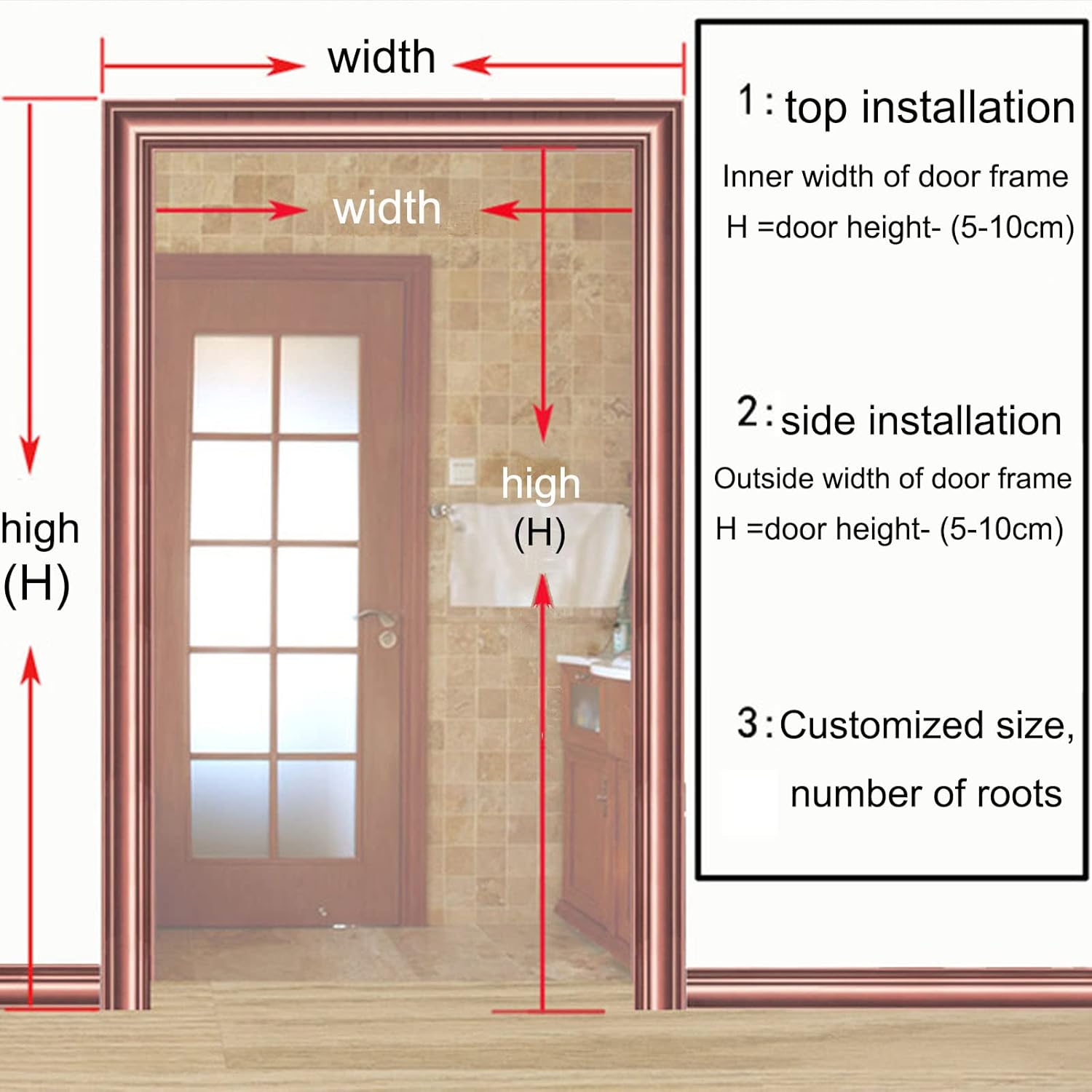 Bamboo Beaded Door Curtain with Customizable Strands