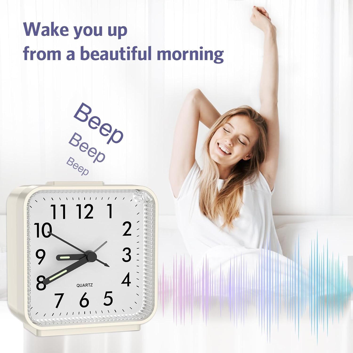 Oqimax Silent Alarm Clock with Night Light and Large Display