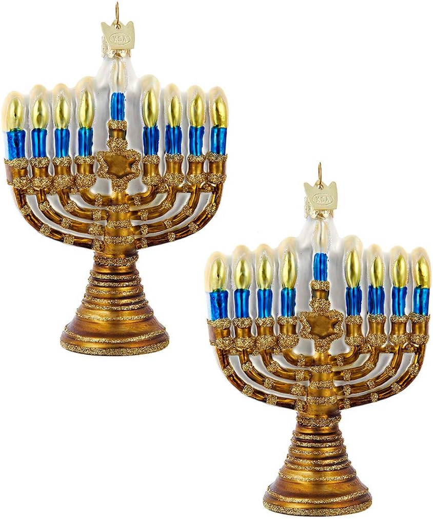Kurt Adler Noble Gems Gold Jewish Menorah Ornament