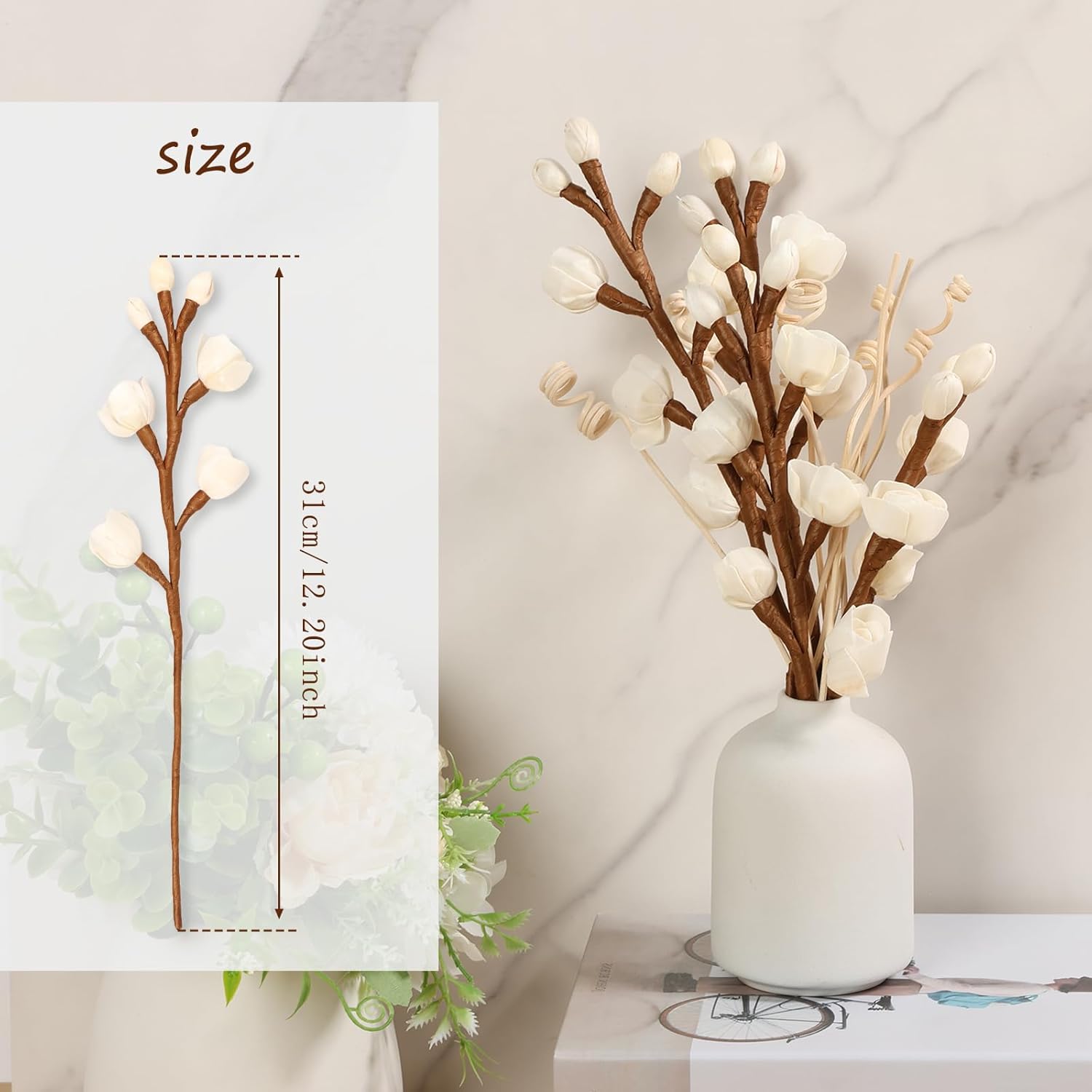 XDINGYY Reed Diffuser Sticks Set 8 Sticks 4 Flowers