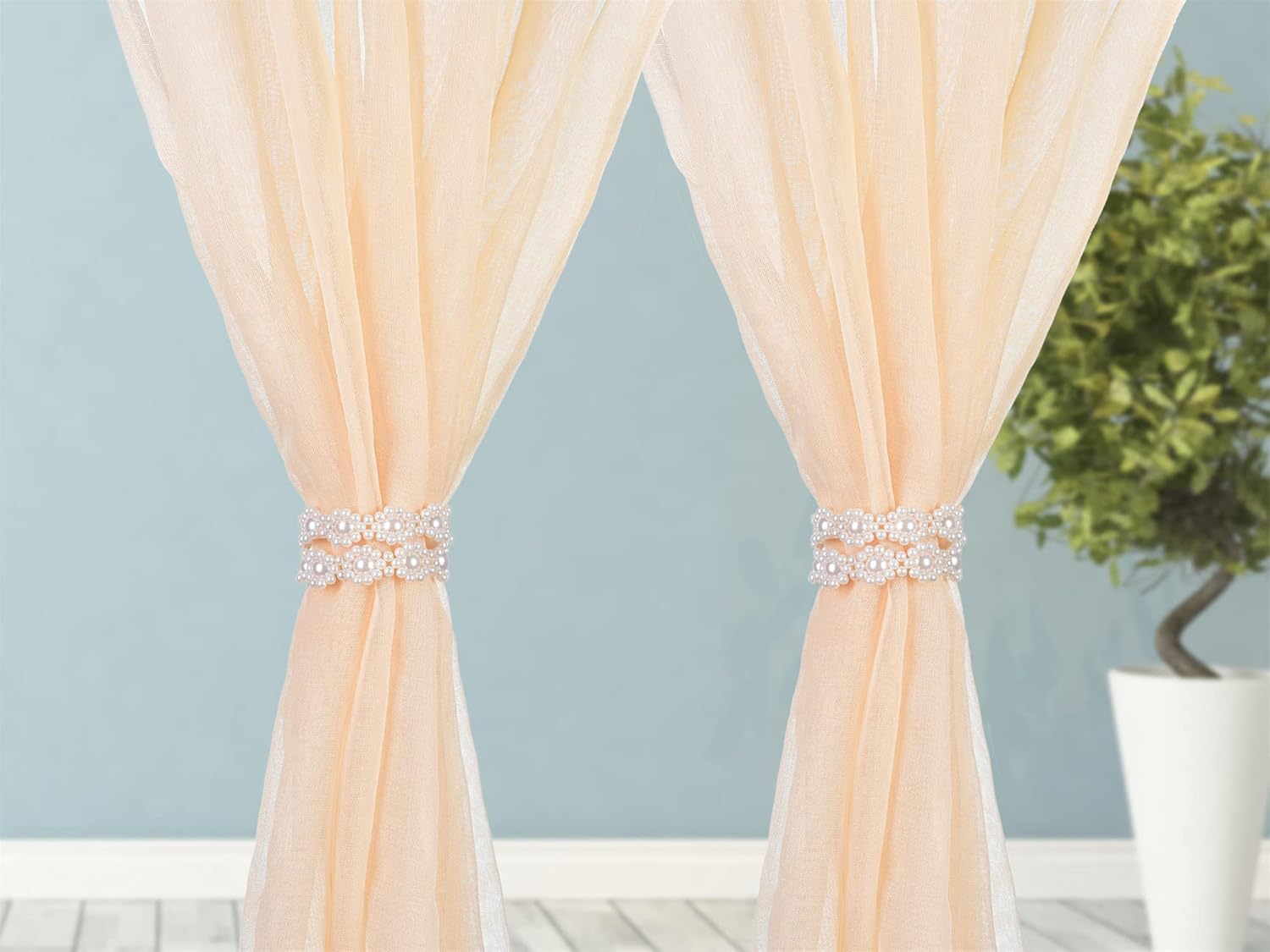 SUQ I OME Pearl Beaded Magnetic Curtain Holdbacks
