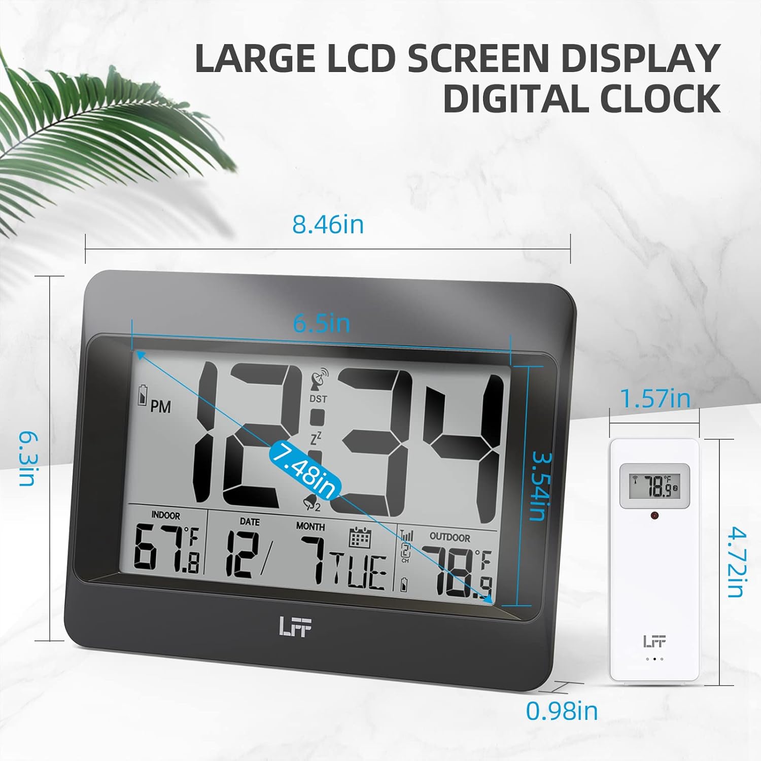 LFF Atomic Clock with Outdoor Sensor and Temperature Display
