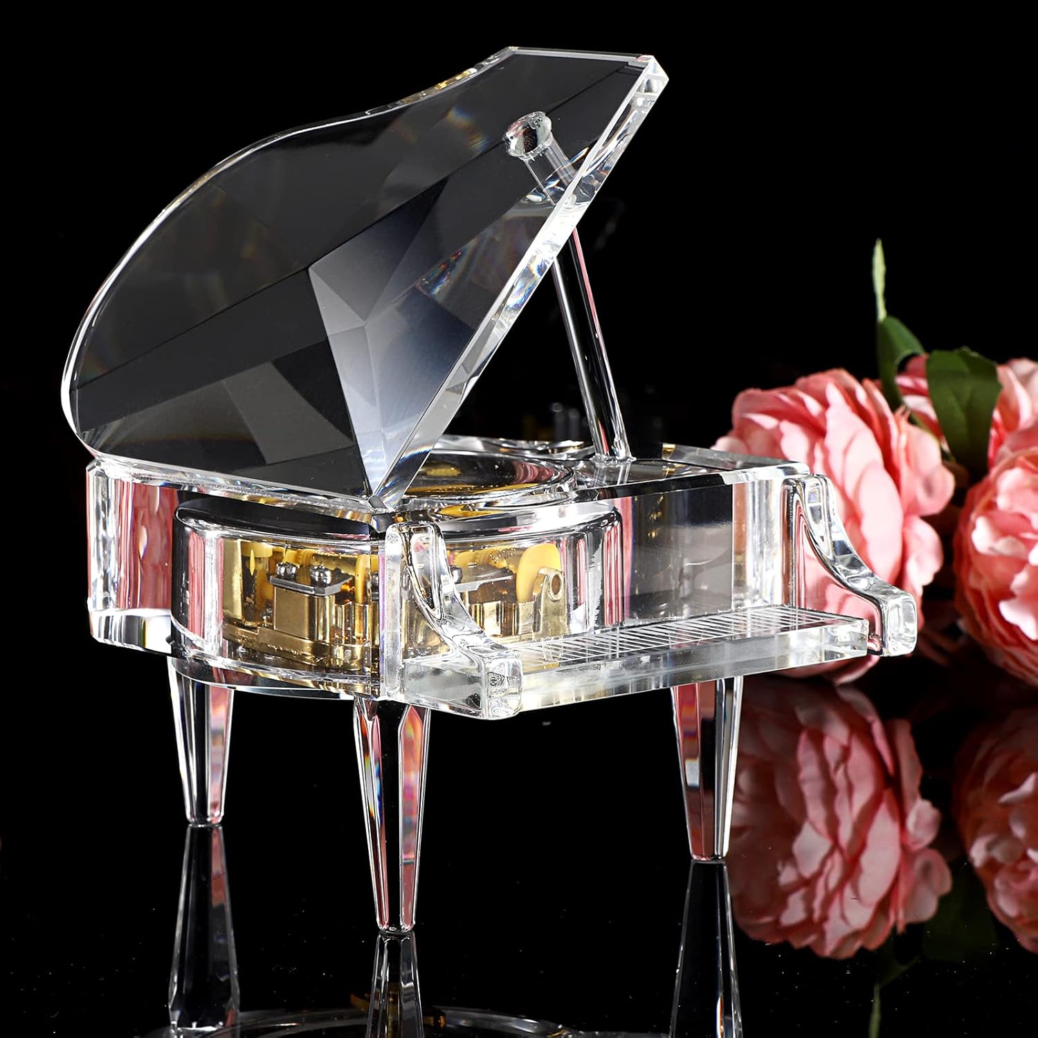 ELLDOO Crystal Piano Music Box - Mechanical Clockwork Decorative Ornament
